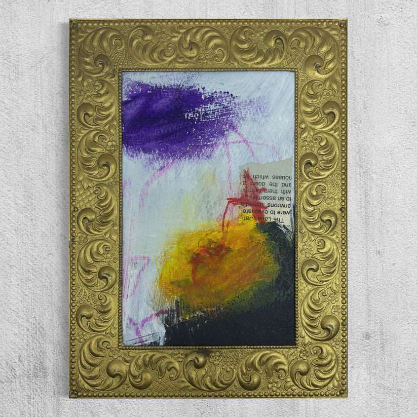 Abstract Mixed Media Painting 'ANTIQUE FRAME PURPLE TG8' - Original Framed Abstract Art Painting Sam Lewis