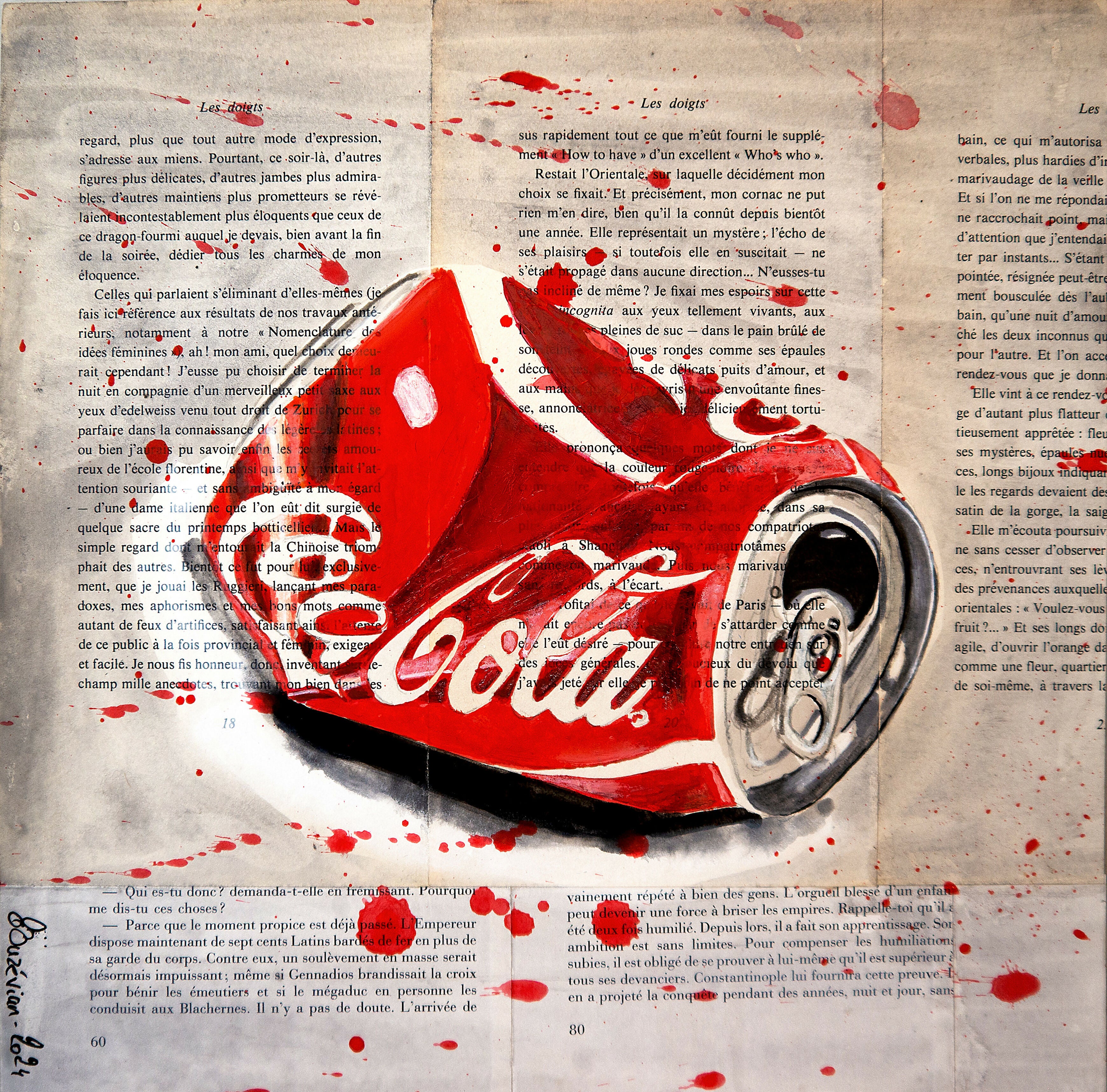 Acrylic Art Figurative Ink Oil Pop Art French School - Coke Starwars Oil painting Iconic Hyperrealism Bazévian Delacapucinière