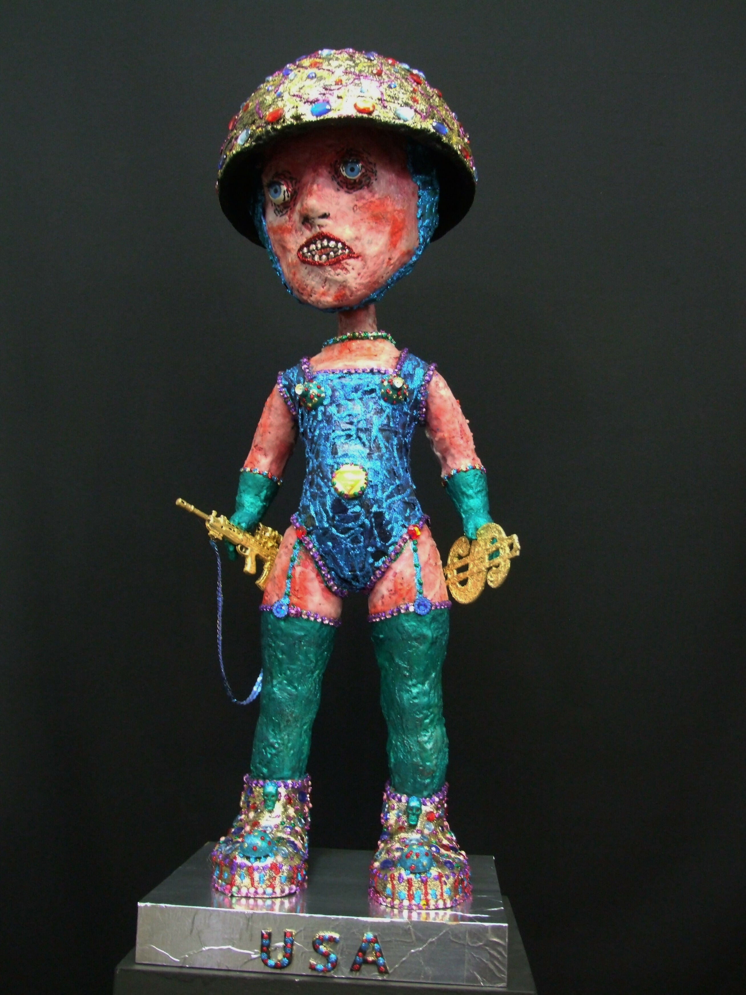 Art Contemporary Expressionist Figurative Mixed Media Sculpture " Young American " (Audie Murphy) Andru Fijalkowski