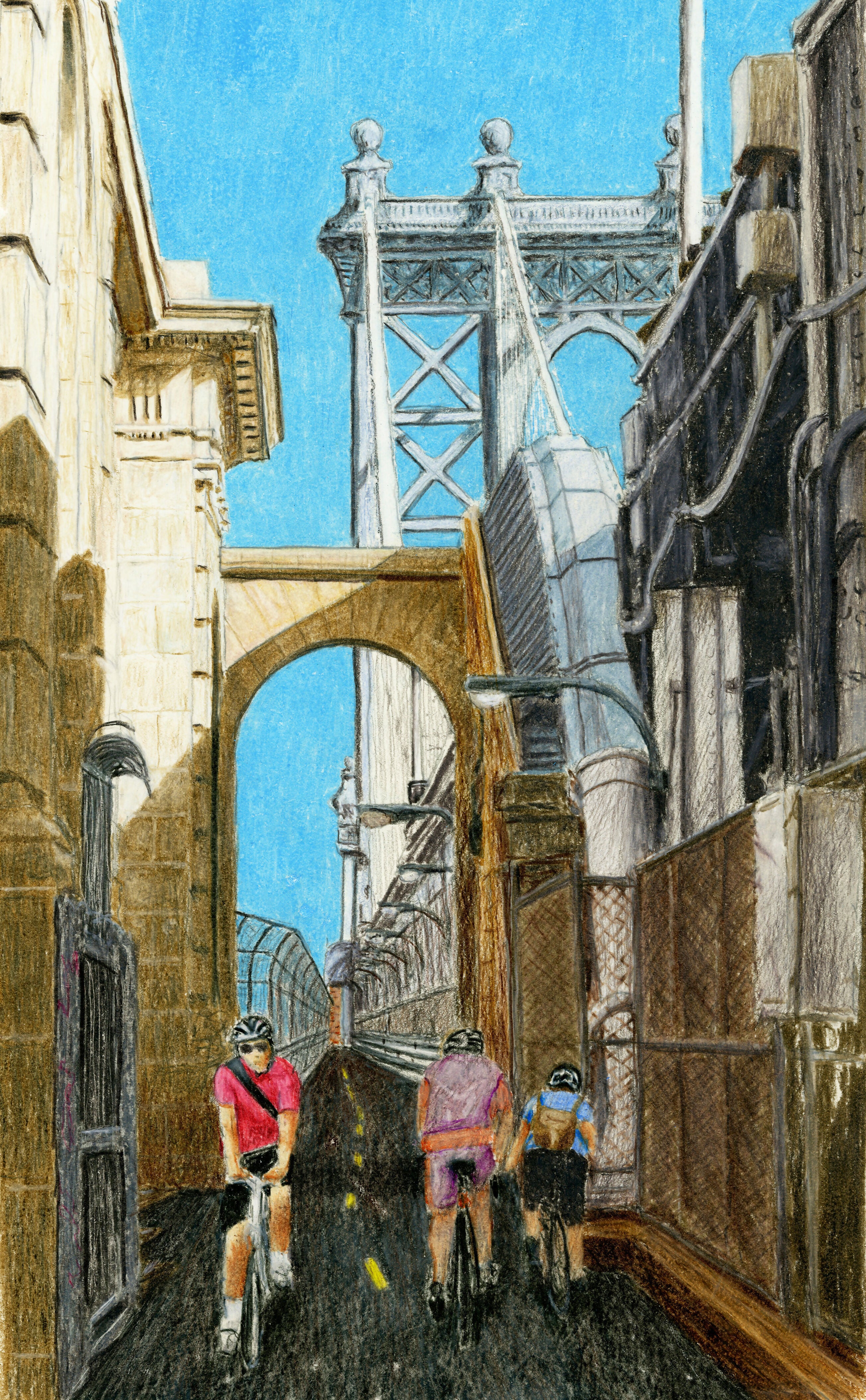 Cityscape Manhattan Bridge Bicycle Path Jim Fischer