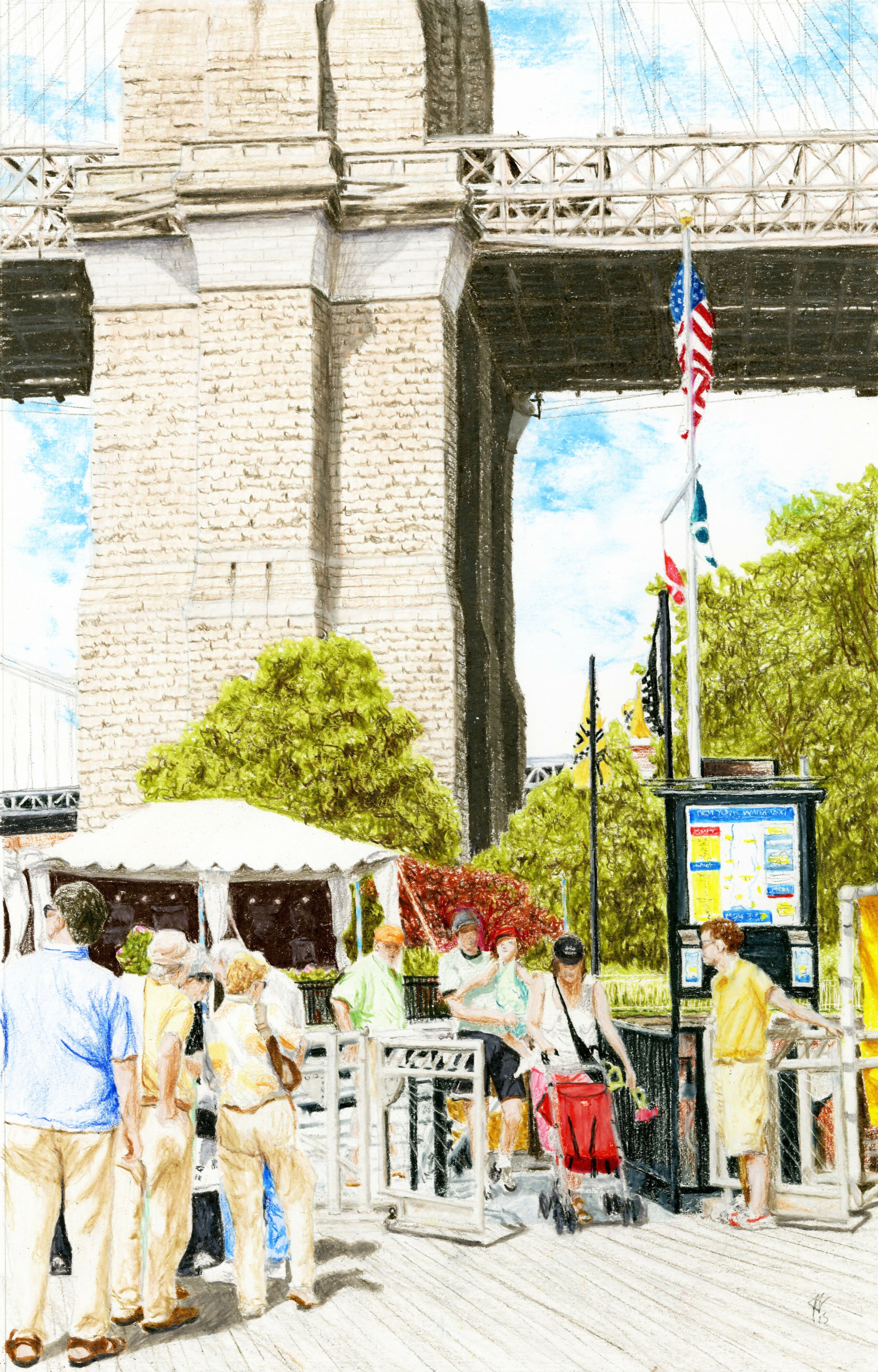 Cityscape Brooklyn Bridge Ferry Landing Jim Fischer