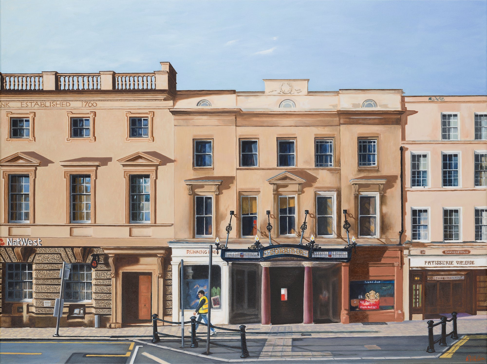 Cityscape Geometric Historical 'THE CORRIDOR SHOPPING ARCADE, BATH' - Print from Original Oil Painting Adams, Ronald Harry