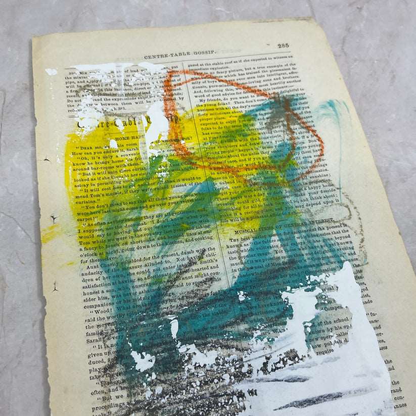 Abstract Mixed Media Painting '1861 PAPER SIGNED #23' - Original Mixed Media Abstract Art Painting Sam Lewis