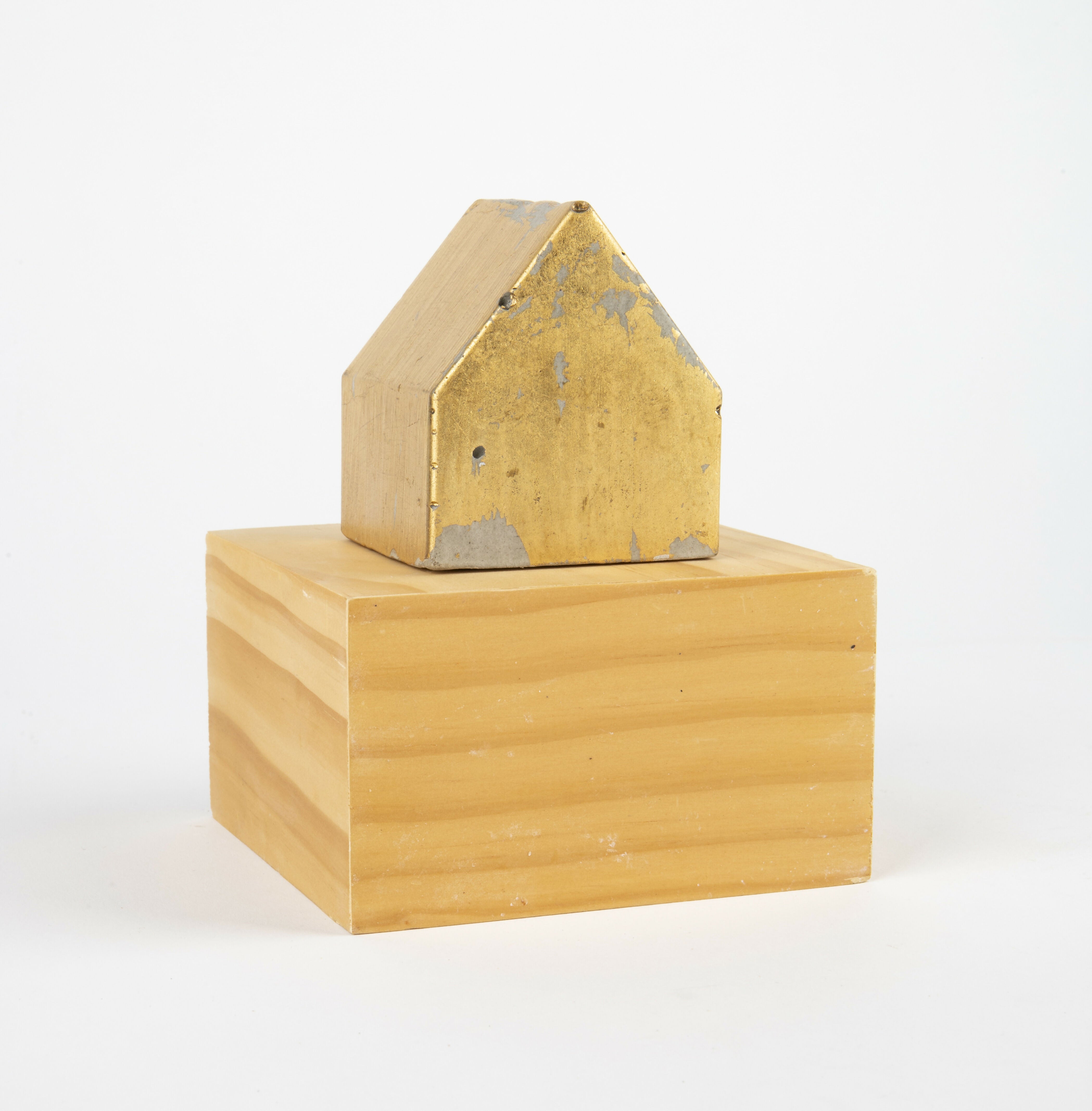 Art Contemporary Geometric Landscape Mixed Media Sculpture Wood Little Houses, on the Hillside kathryn e. martin