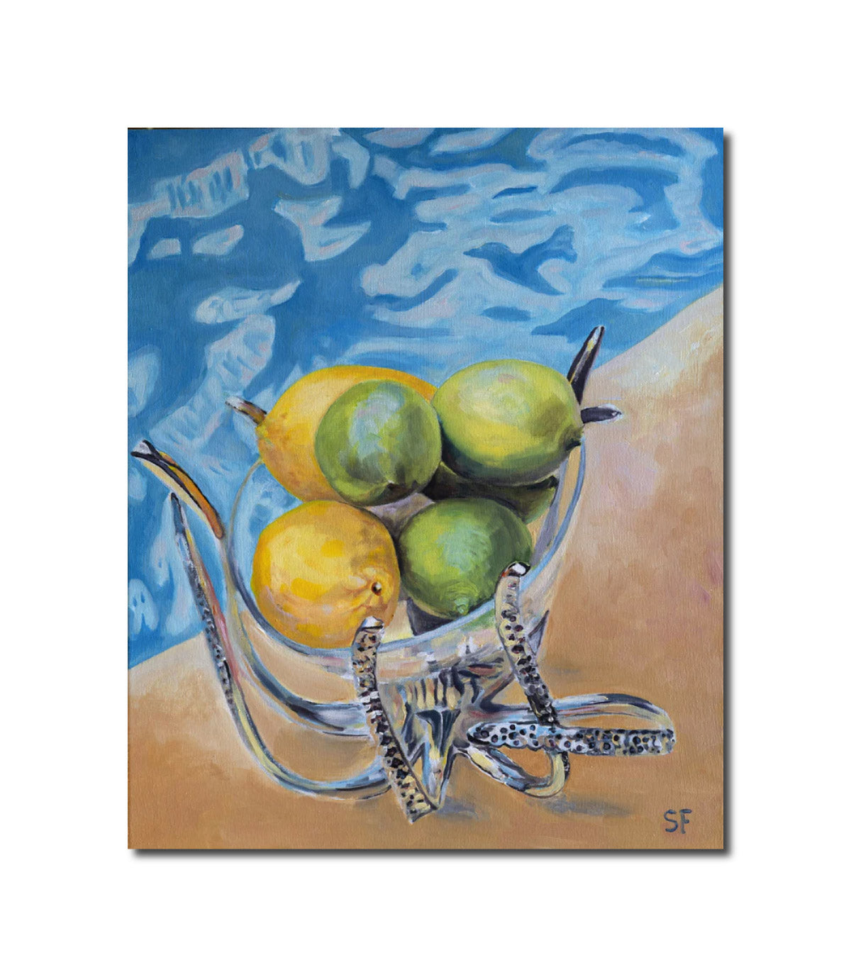 Oil Painting Lemon, limes, poolside Stuart Franklin