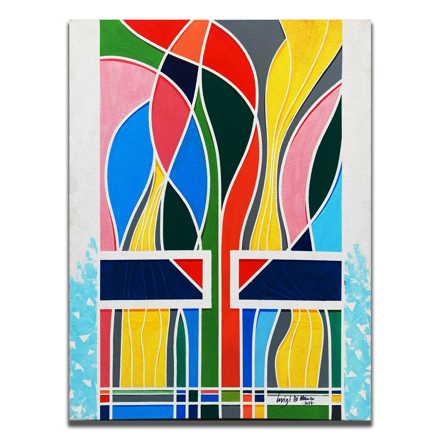 Abstract Acrylic Art Figurative Geometric Painting Looking for a colorfull life Luigi Di Mauro