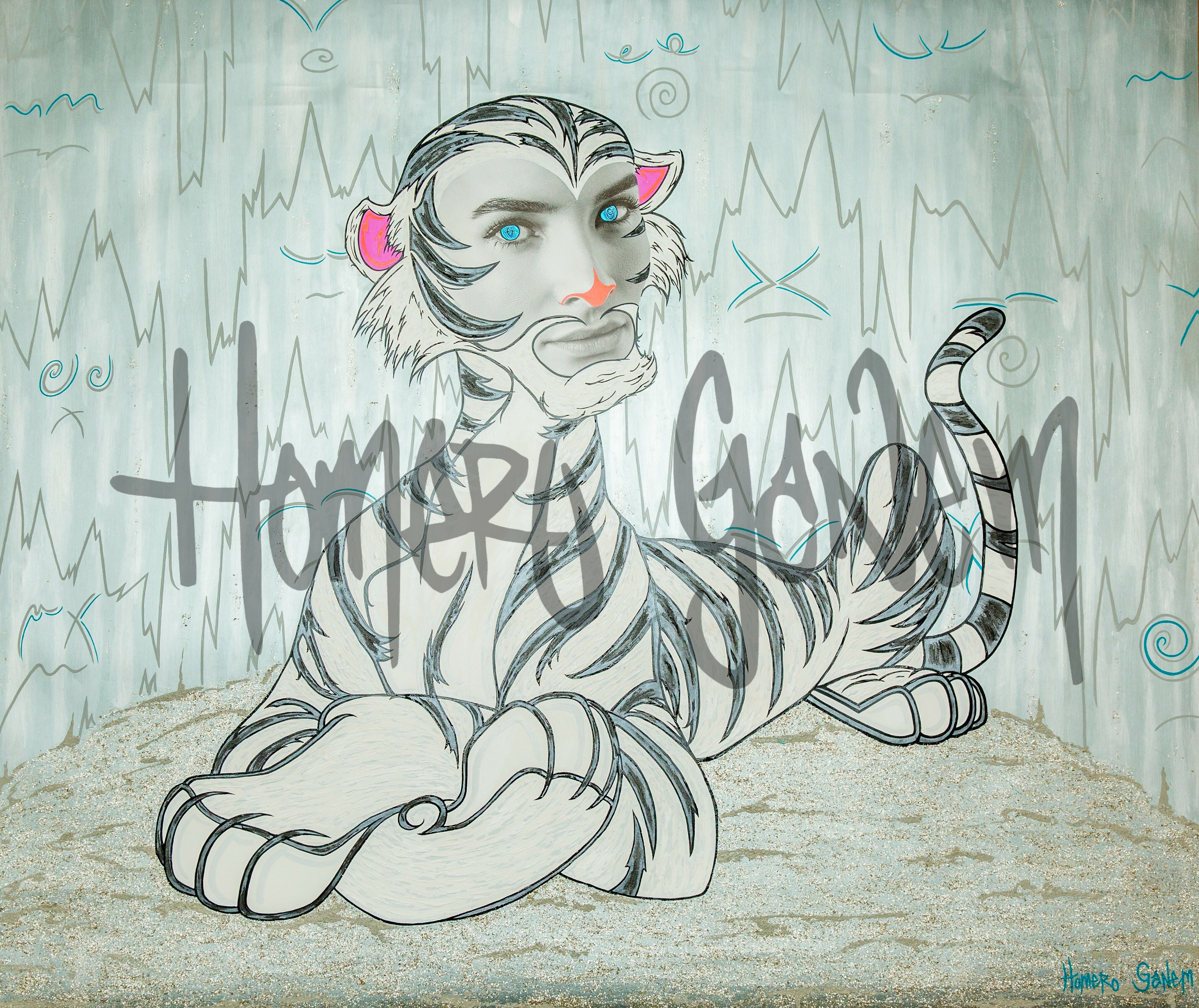 Acrylic Pop Art She is a Tiger, 2020 Homero Ganem