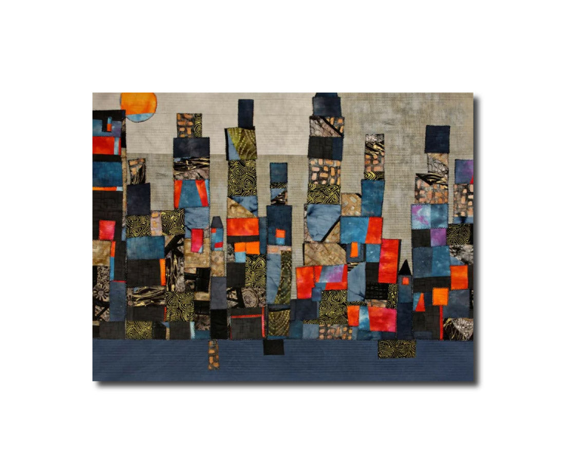 Art Cityscape Collage Contemporary Figurative Upcycled Cityscape ArtinQuilts - Etsy shop