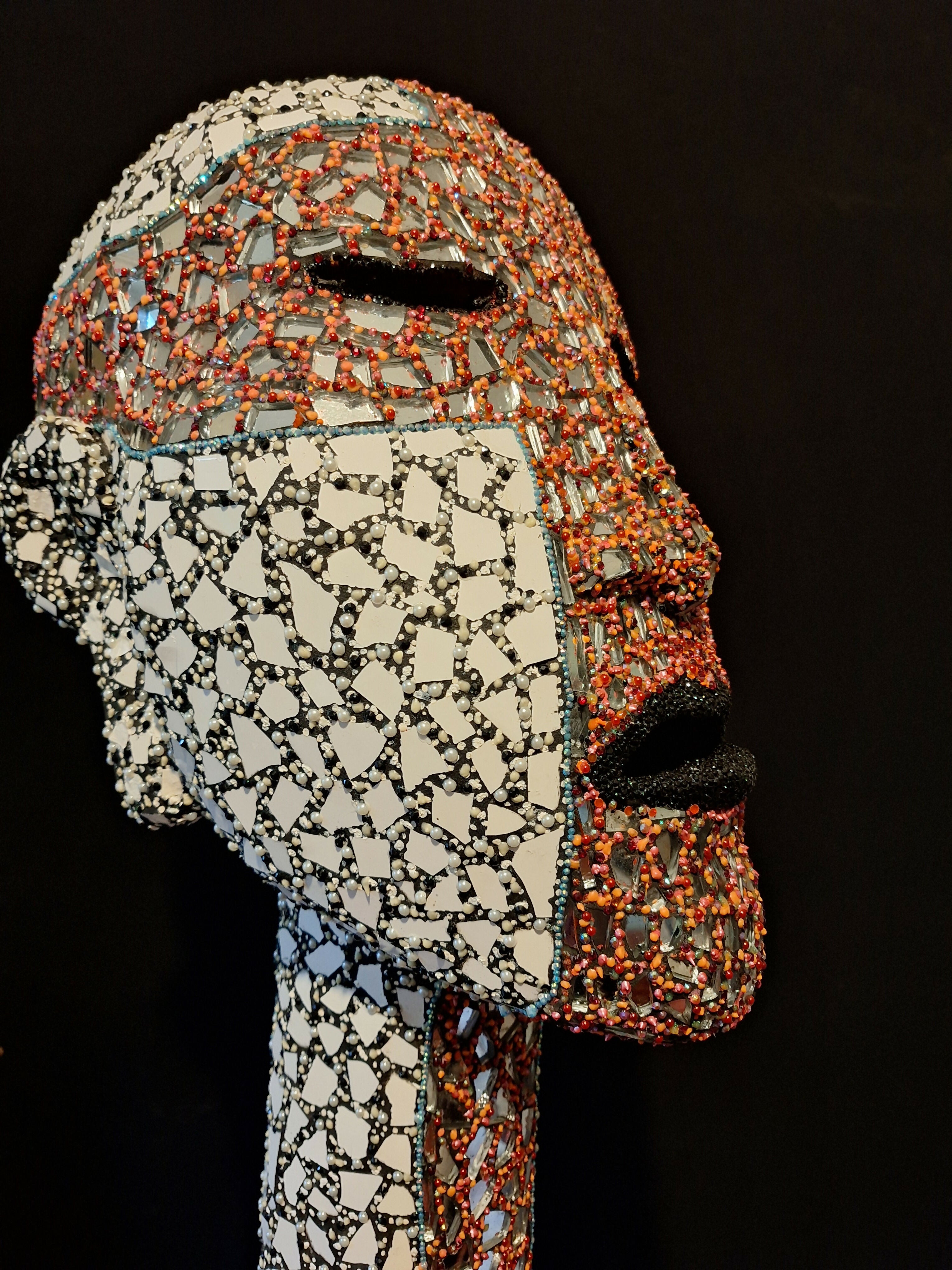 Contemporary Expressionist Figurative Mixed Mosaic Sculpture " RELIC FROM A TIME PAST " Andru Fijalkowski