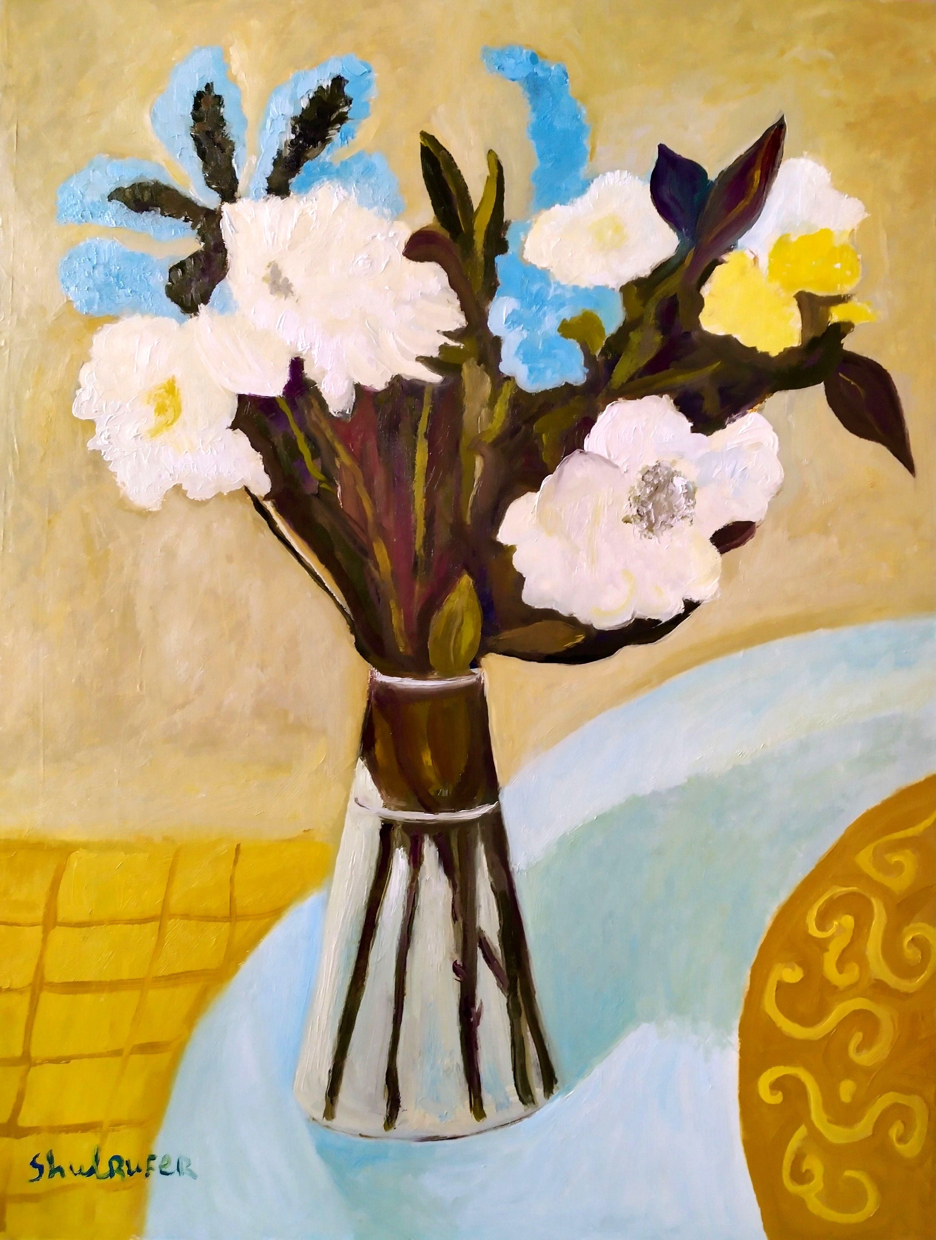 'STILL LIFE WITH BLUE FLOWERS' - Oil Painting