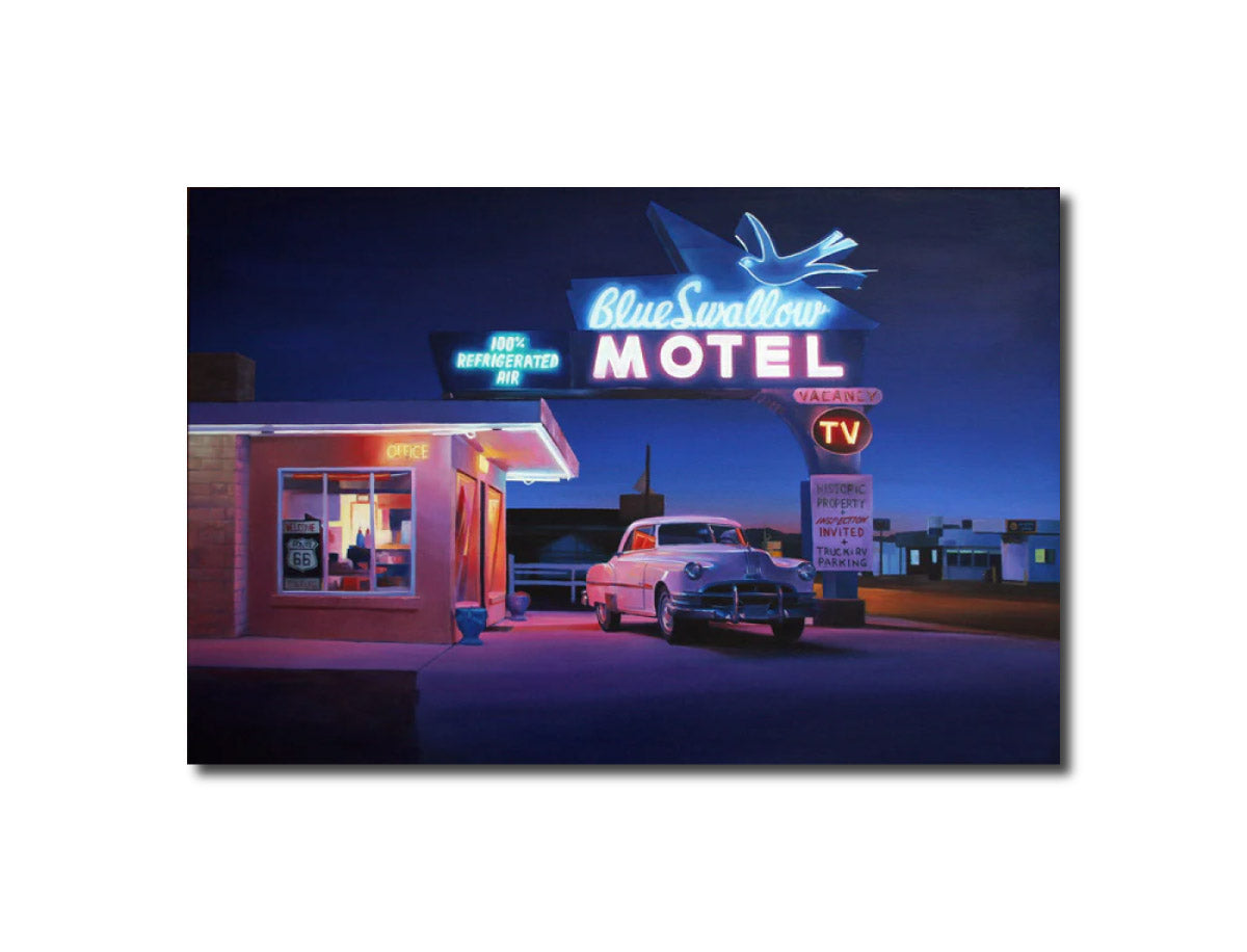 Acrylic Art Contemporary Painting Blue Swallow Motel Alex Devereux