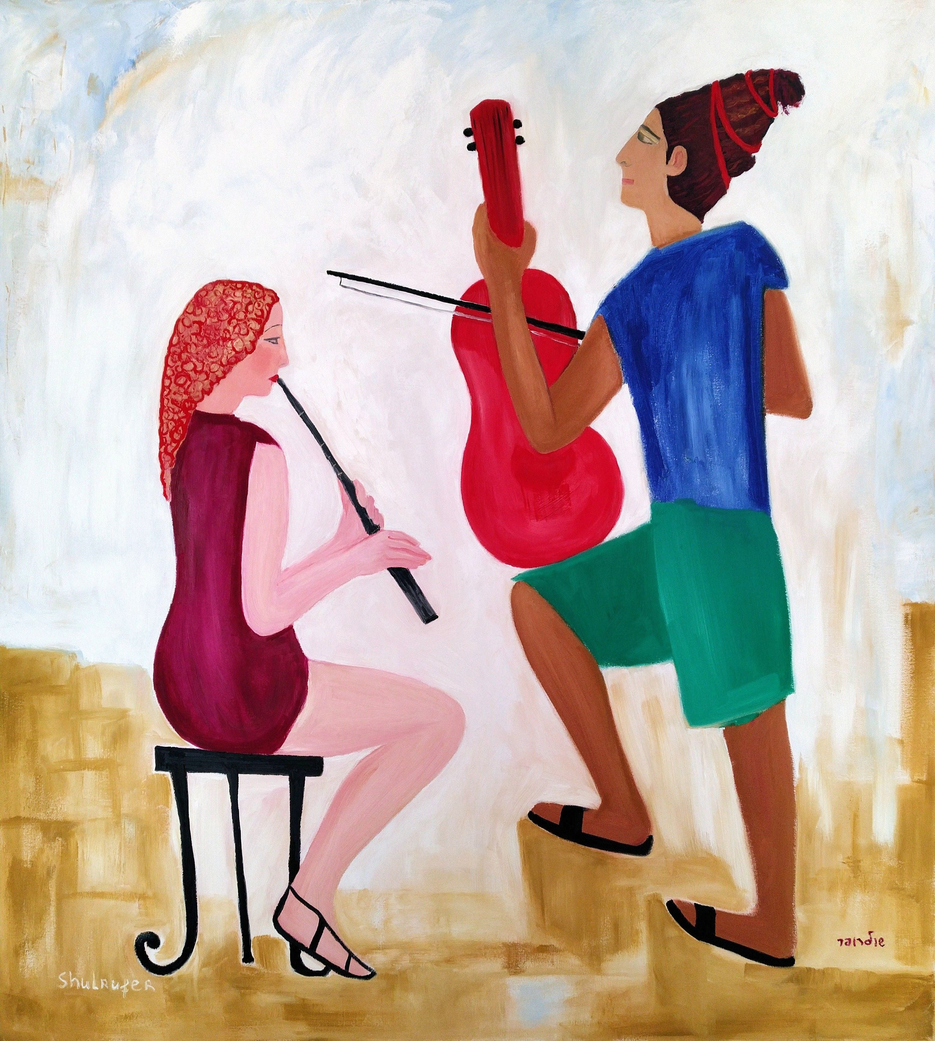 Figurative 'LISTENING TO MUSIC' - Oil Painting Janna Shulrufer