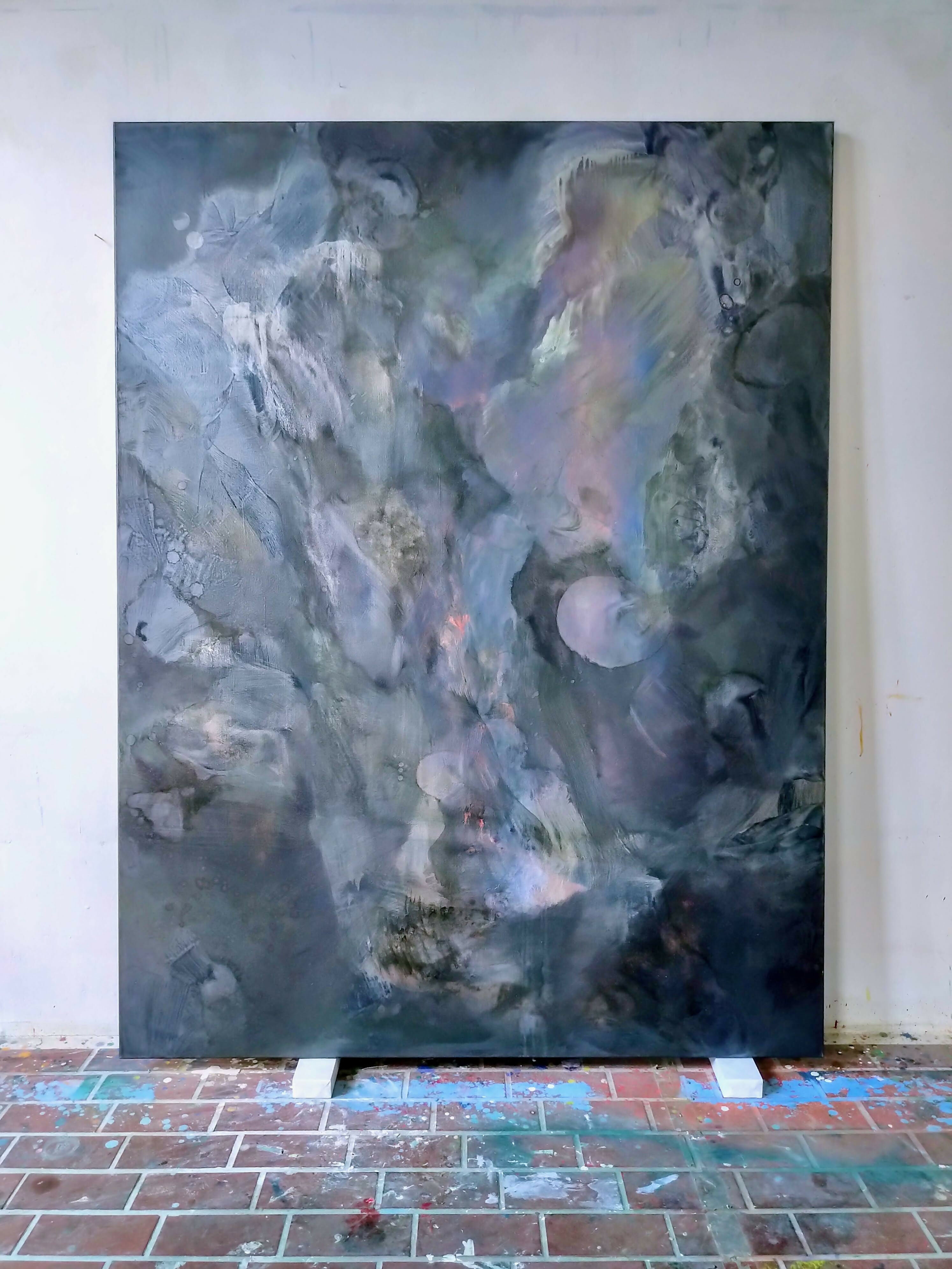 Abstract Art Contemporary Mixed Media Oil Painting RL/P-19-107 ROBERT LANZ