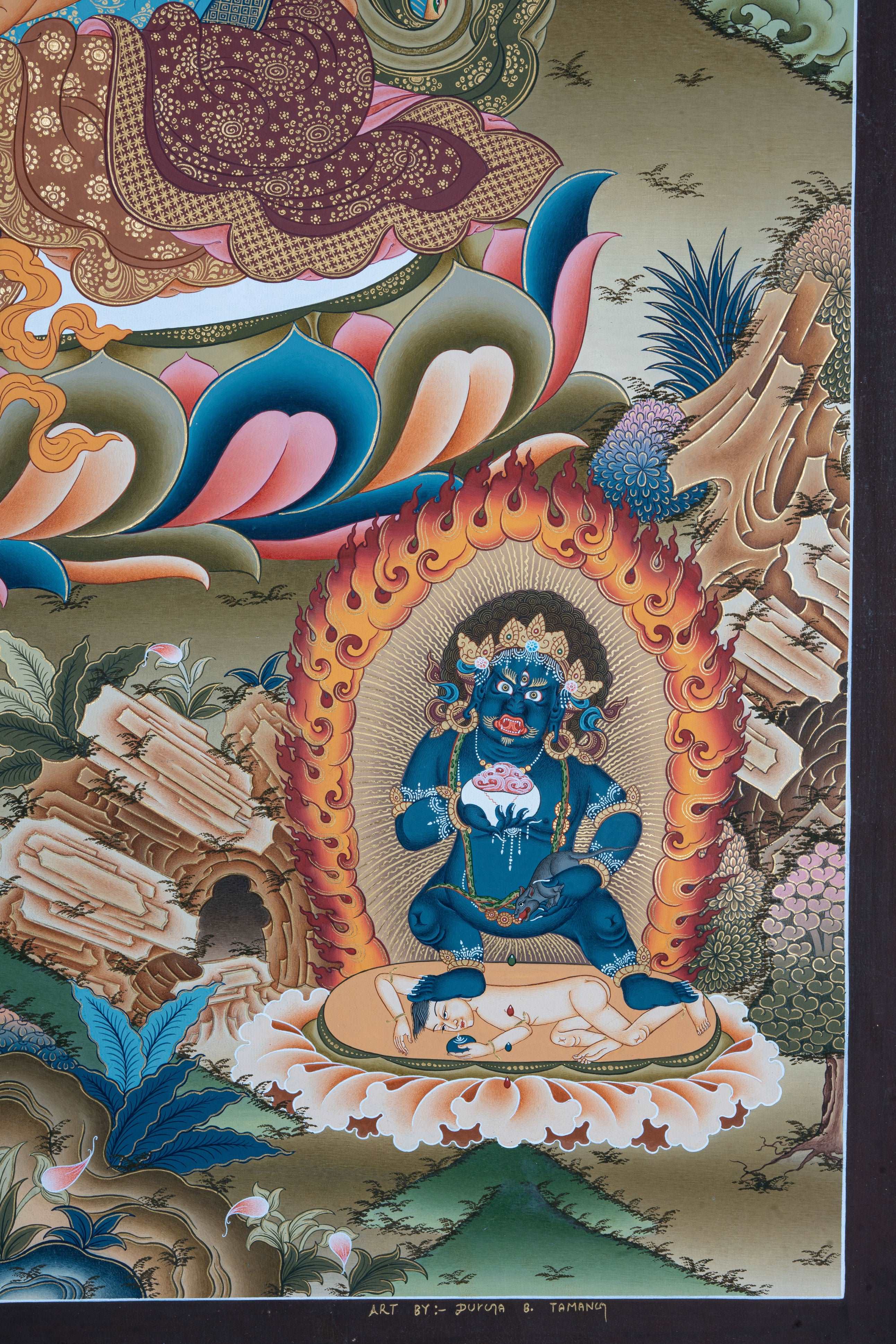 Design Figurative Painting Psychedelic Thanka Visionary '5 ZAMBALA' Boudha Stupa Thanka Center