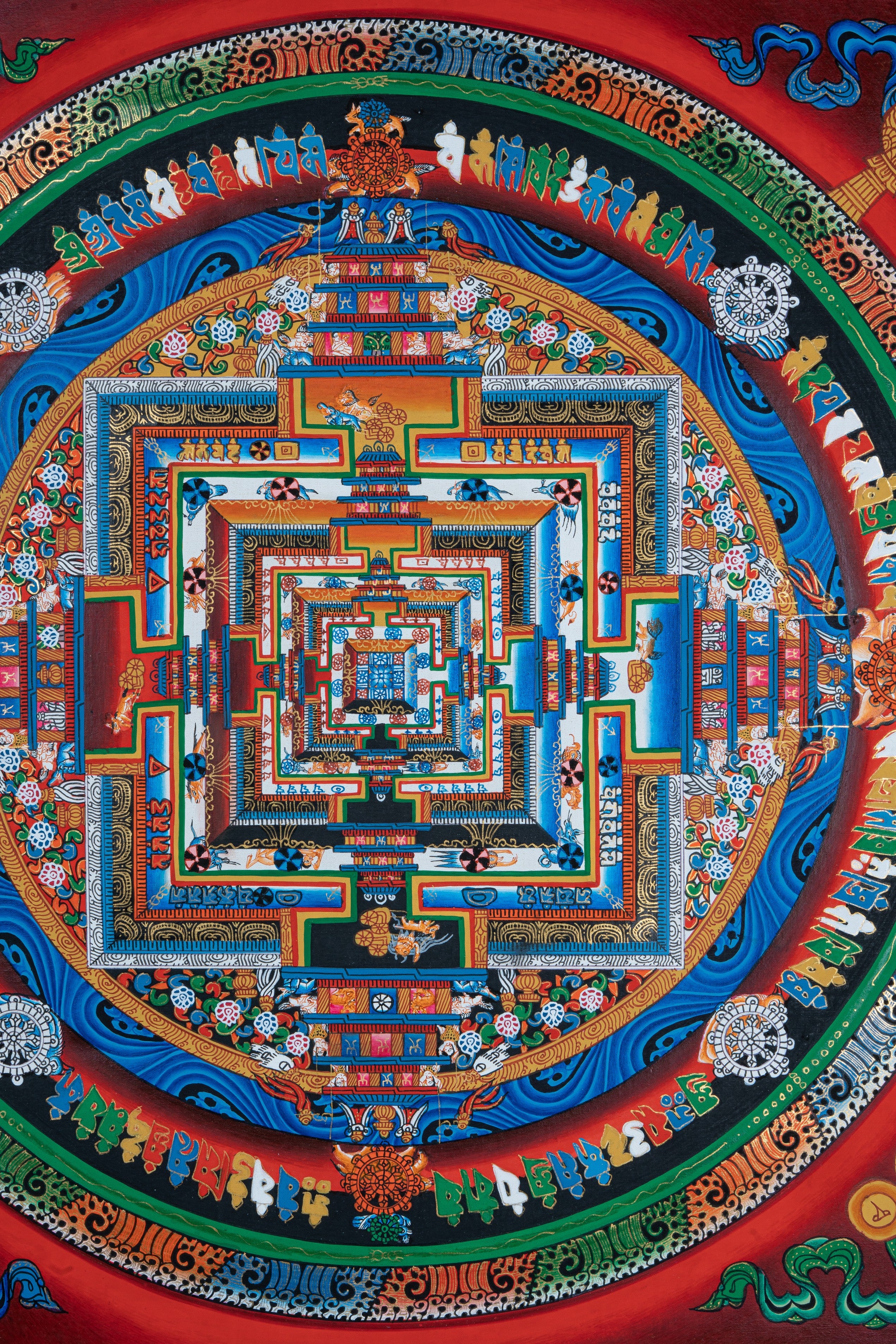 Design Figurative Painting Psychedelic Thanka Visionary 'KALACHAKRA MANDALA' Boudha Stupa Thanka Center