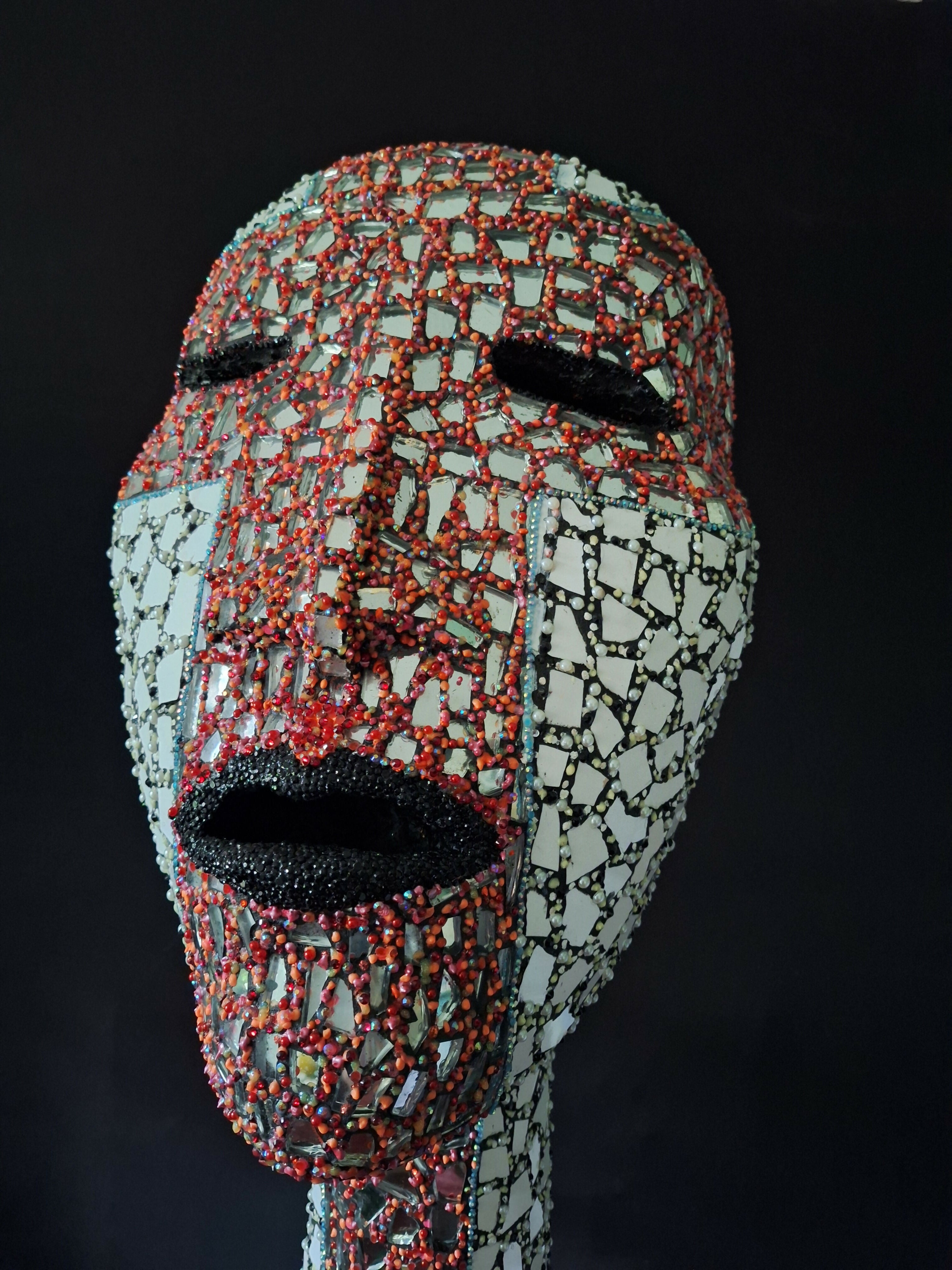 Contemporary Expressionist Figurative Mixed Mosaic Sculpture " RELIC FROM A TIME PAST " Andru Fijalkowski