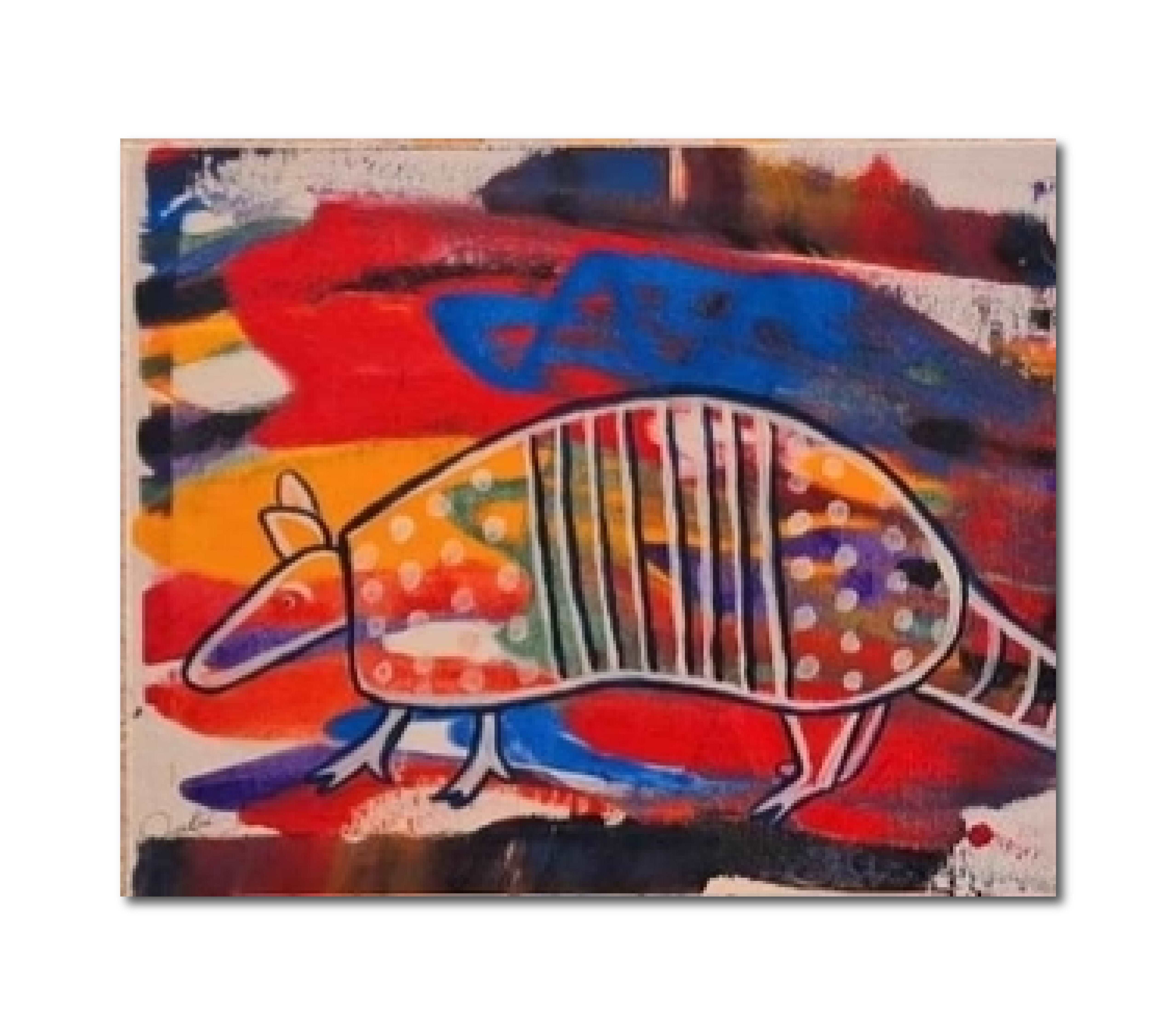 Abstract Contemporary Watercolor 'ARMADILLO' Lulu Trevizo