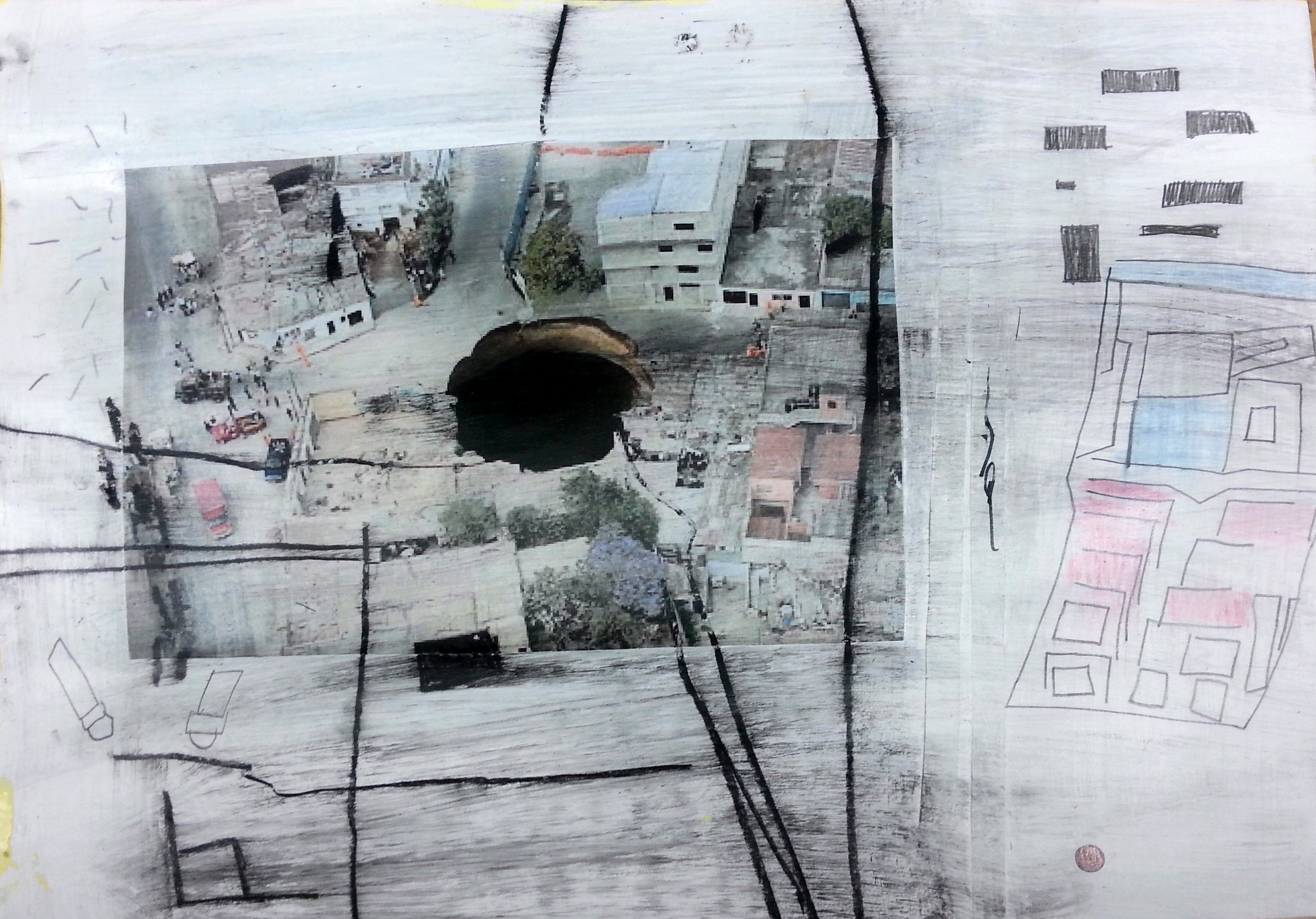 Contemporary 'TOPOGRAPHY #4' - Collage, Charcoal, Graphite on Paper Avivit Ballas Baranes