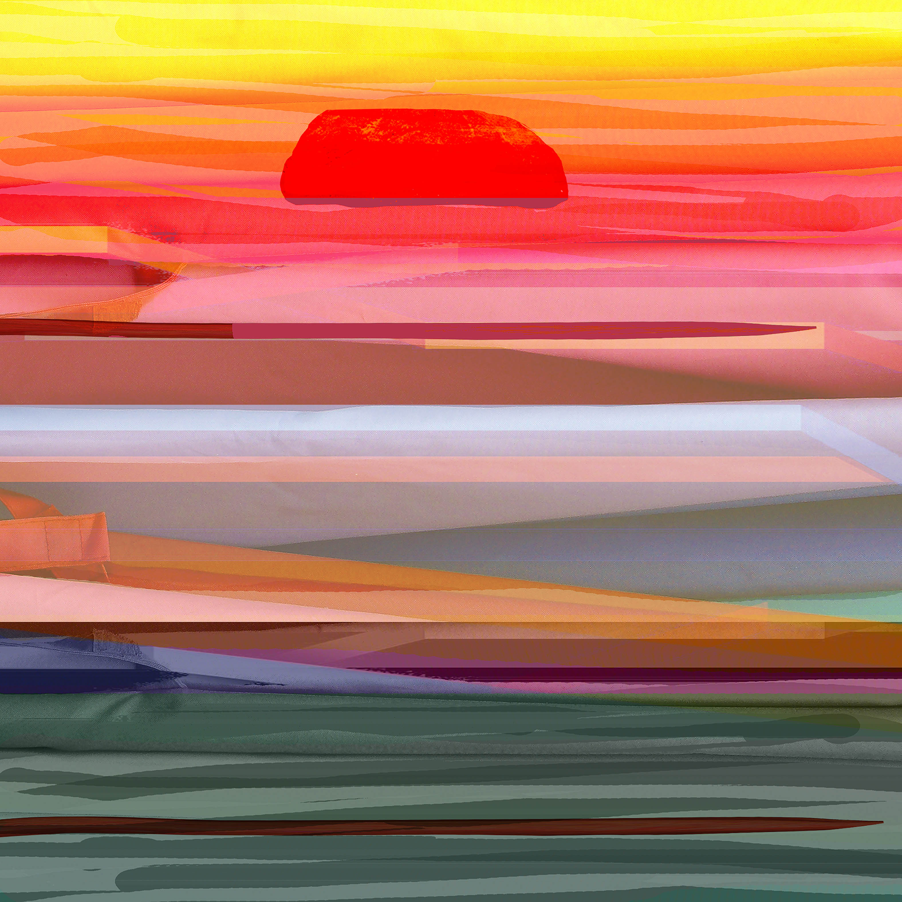 Abstract landscape 12; photoart and painting 60x60 cm. Geert Lemmers