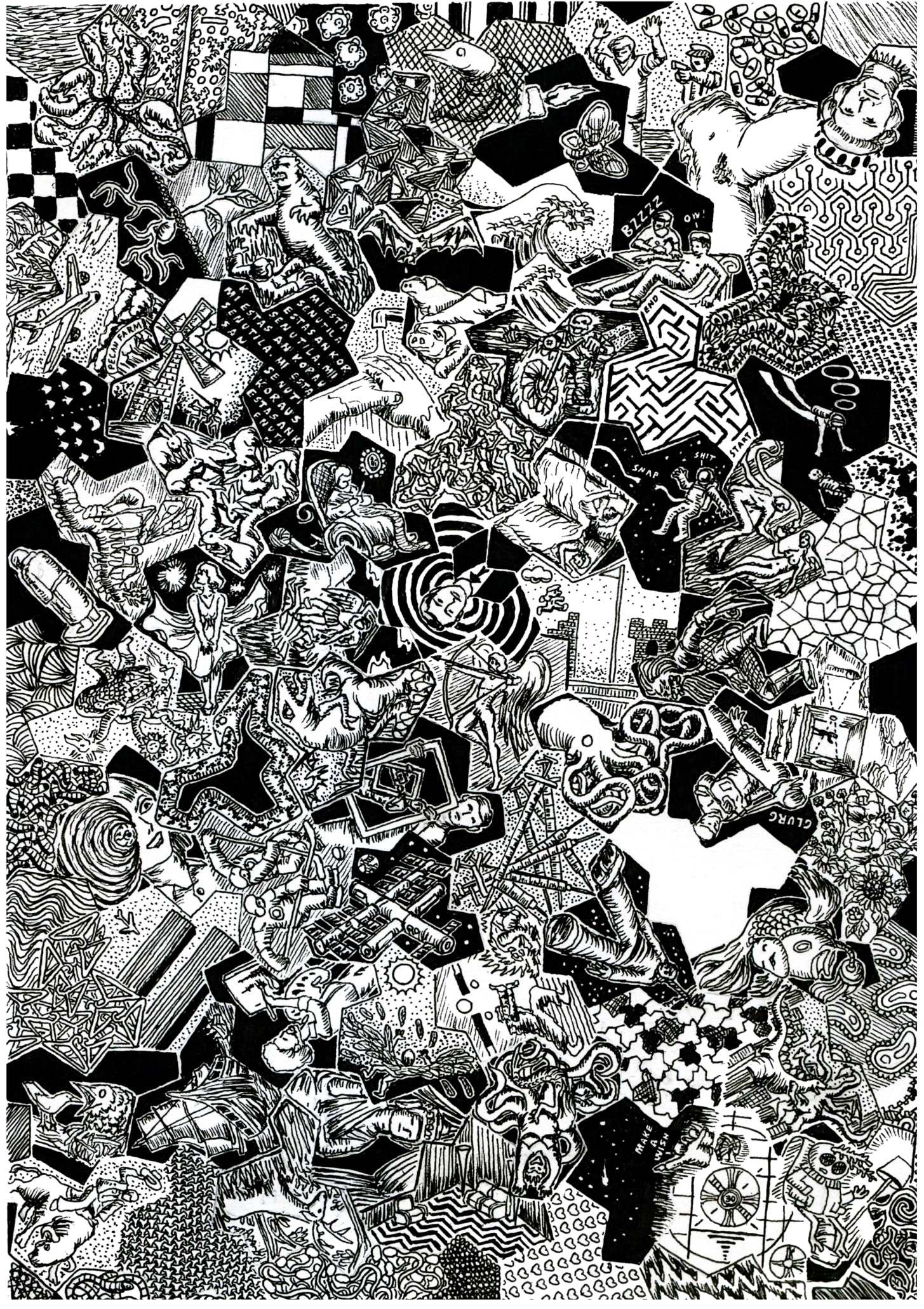 Ink 'APERIODIC MONOTILE' - Pen and Ink Joseph Reyes