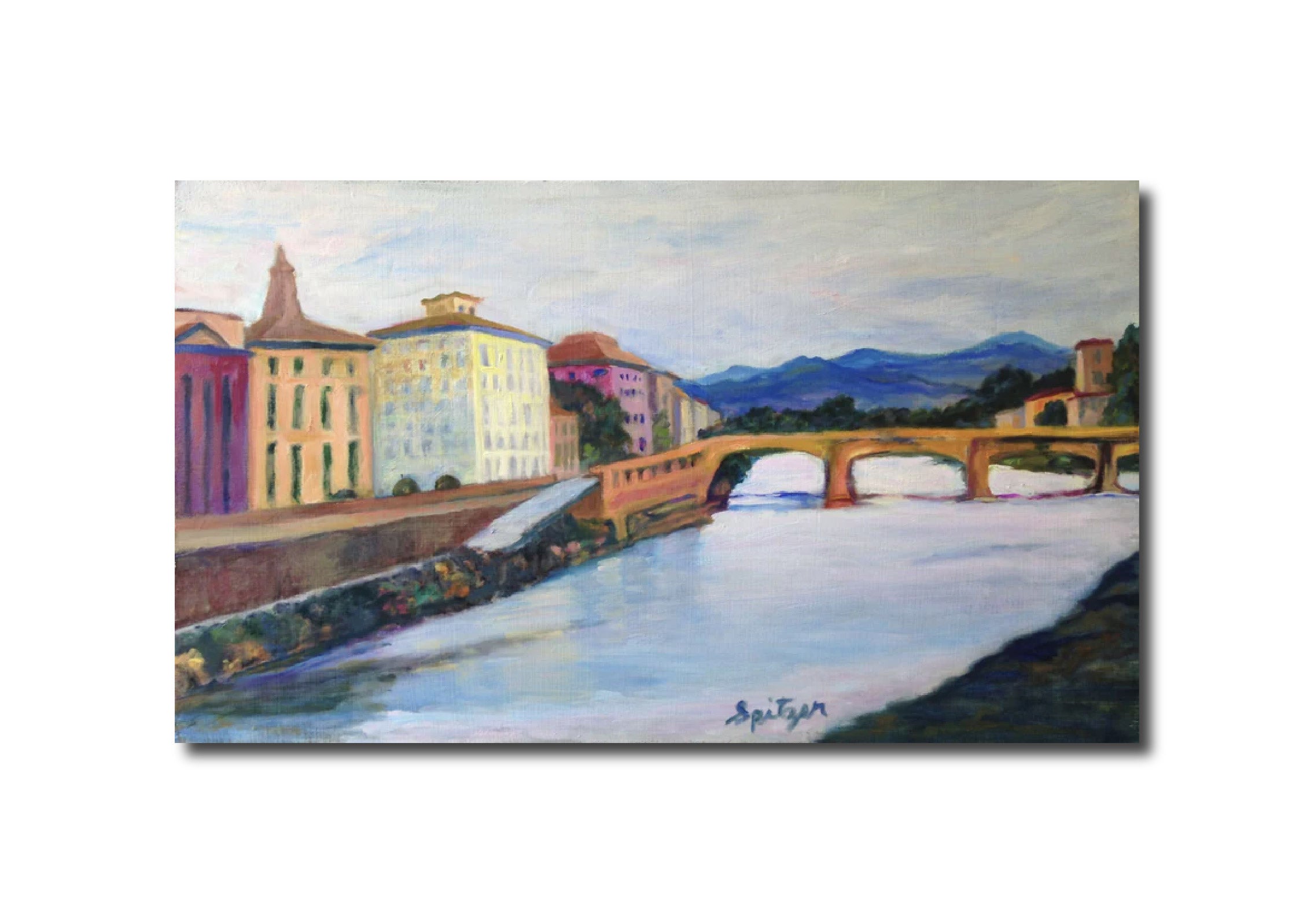 Art Cityscape Contemporary Figurative Oil Painting Arno River Amy Spitzer