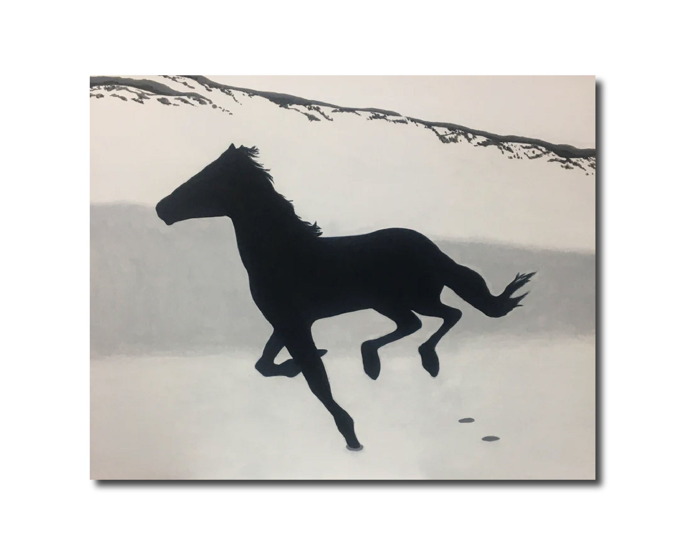 Acrylic Animal Black and White Realism 'Running on the Beach' - Acrylic on Hardboard Panel Bradley Lusa