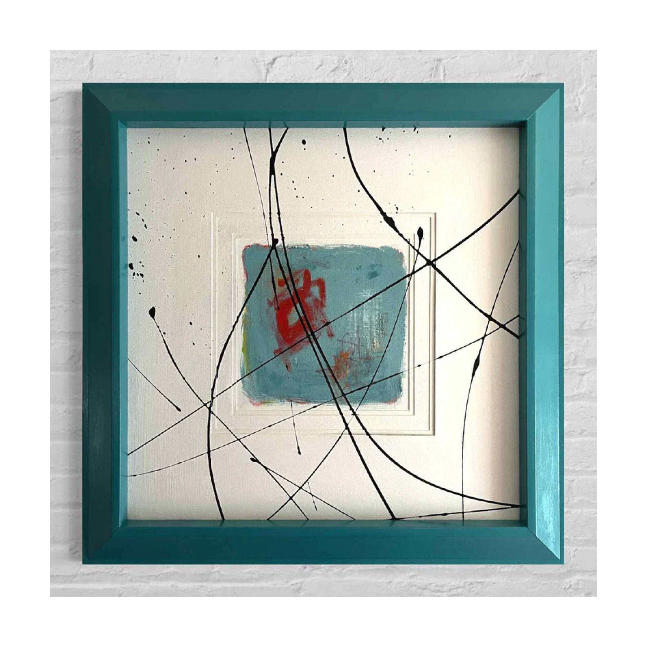 'BEG, BORROW AND TEAL' - Original Large Framed Abstract Art Painting.