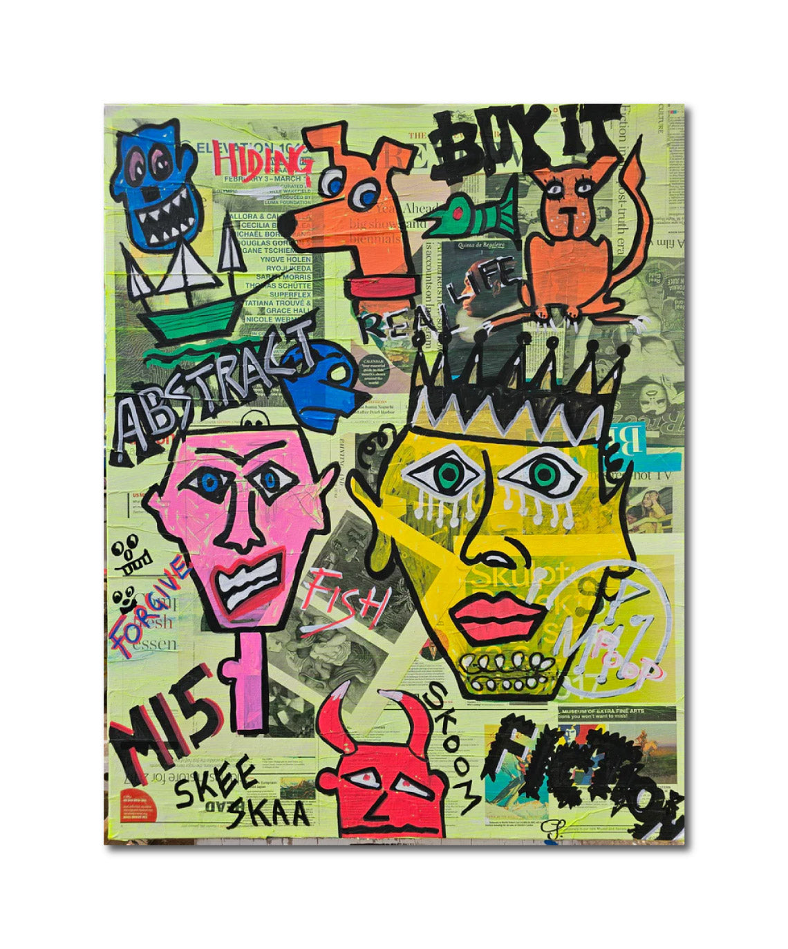 'BUY IT' - Collage Clippings Acrylic Markers on canvas