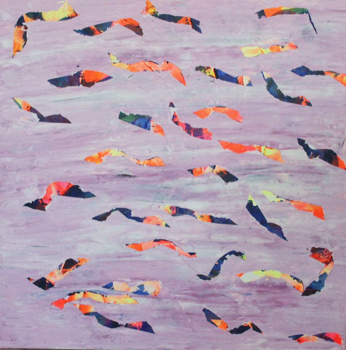 Painting 'BANC DE POISSONS' - Acrylic on Canvas Delphine DESSEIN