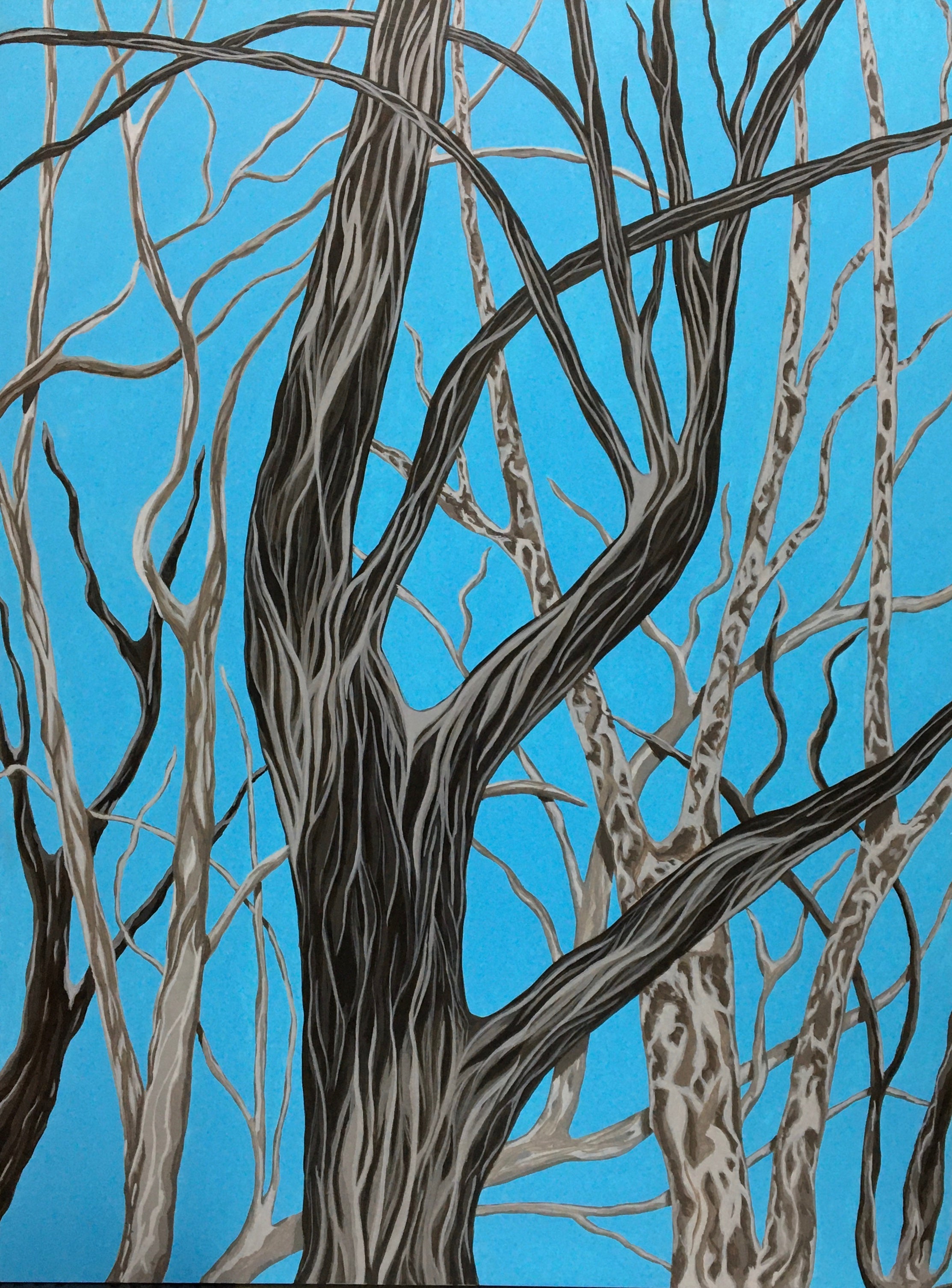 'BARE TREES ON A CHILLY DAY' - Acrylic on Hardboard Panel