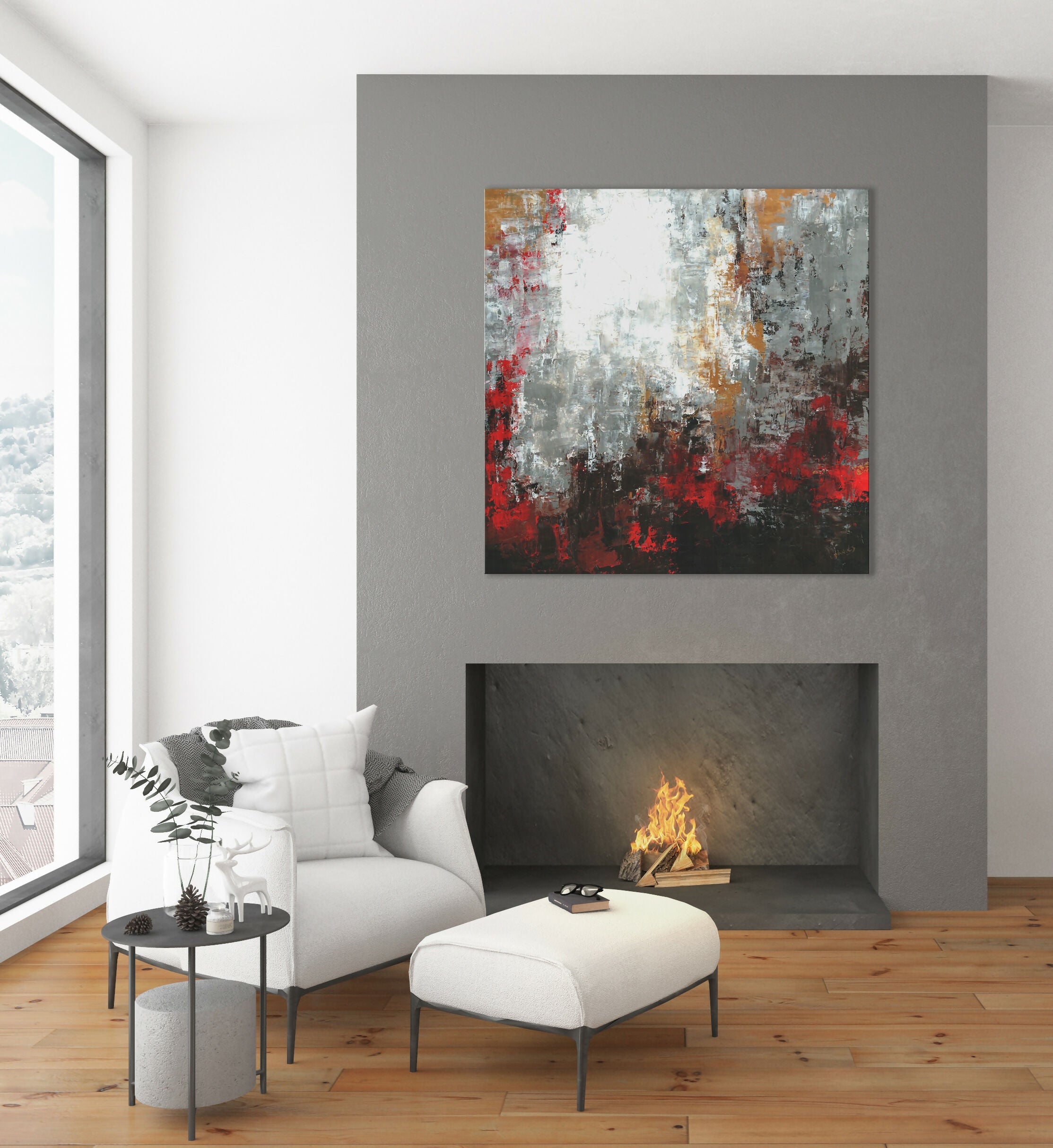 Abstract Acrylic Art Contemporary Painting Eternal Flame Lisa Daniels