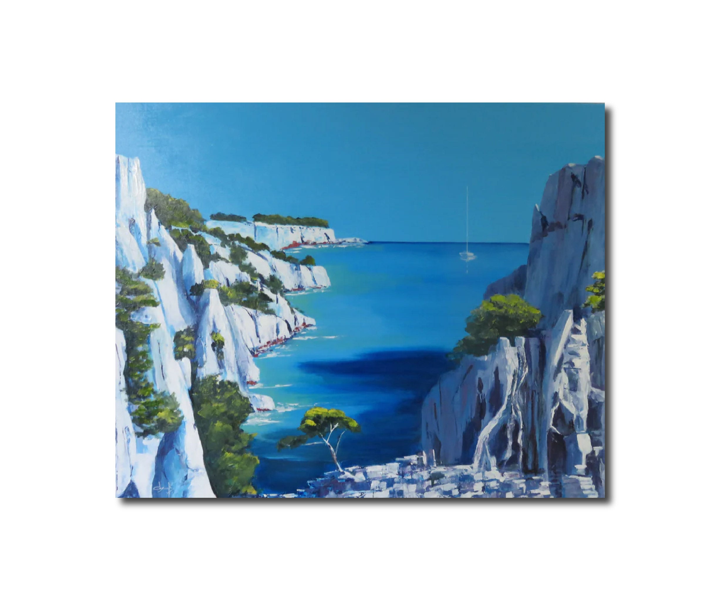 Expressionist Figurative Landscape Oil Painting Seascape Calanque d'En Vau Provence DEGABRIEL Véronique