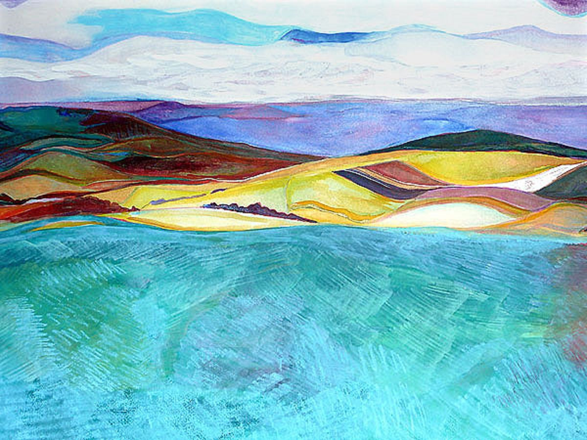 Pencil Watercolor 'CHILCOMBE HILL' - Watercolor, Gouache, Pencil on Paper Ellen Pliskin