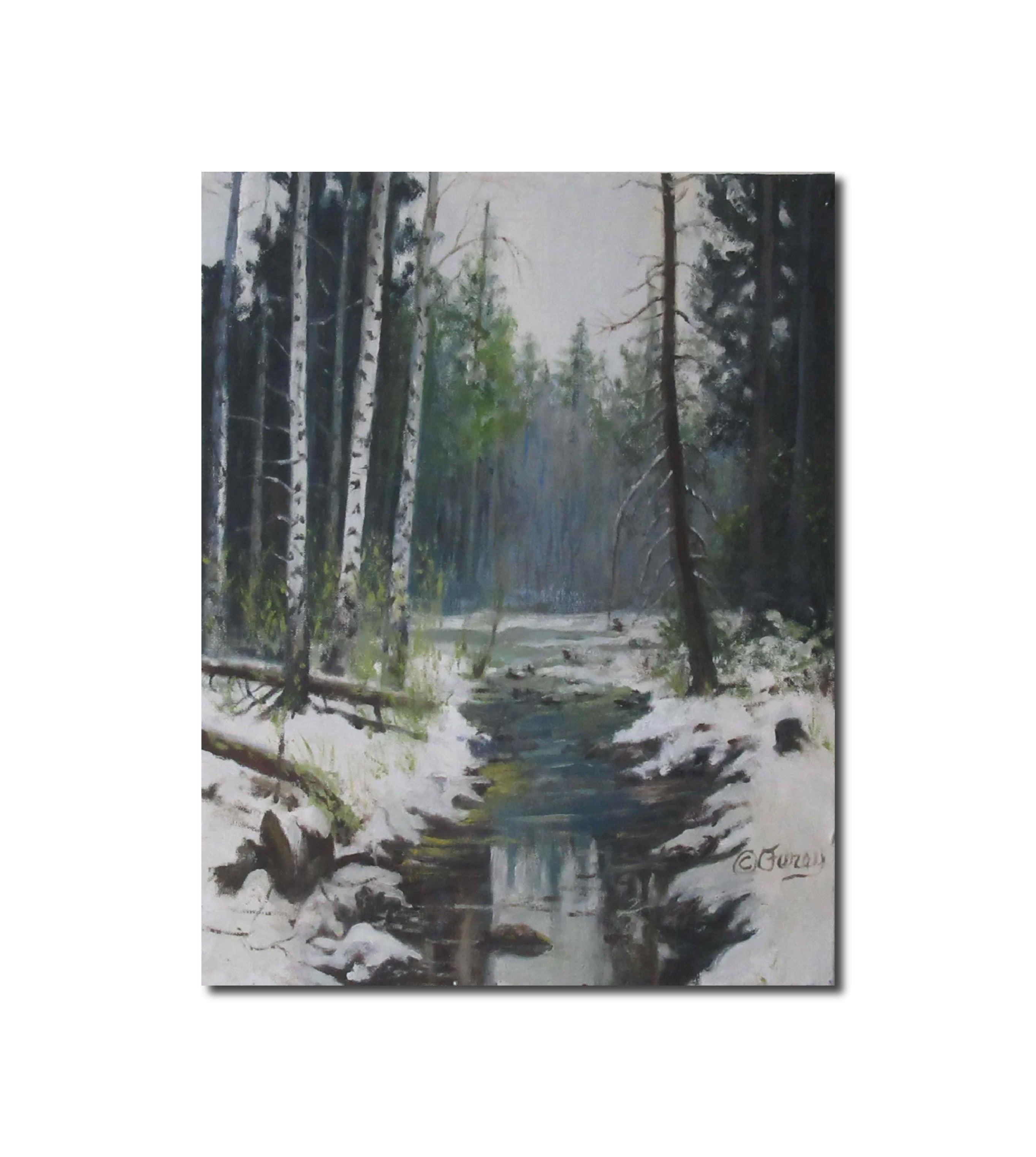 Landscape Oil Painting Cold Blue Woods Tom Furey