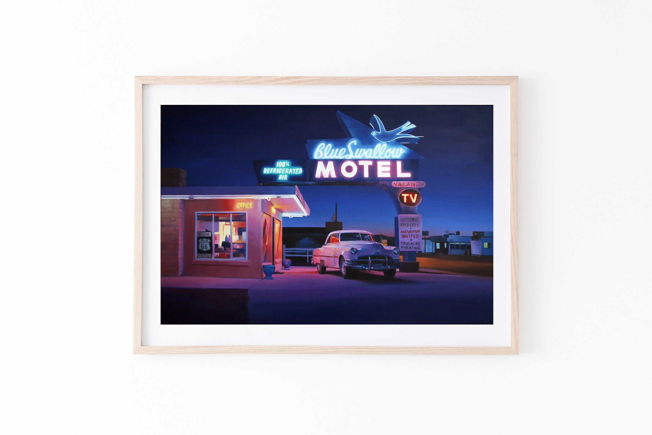 Acrylic Art Contemporary Painting Blue Swallow Motel Alex Devereux