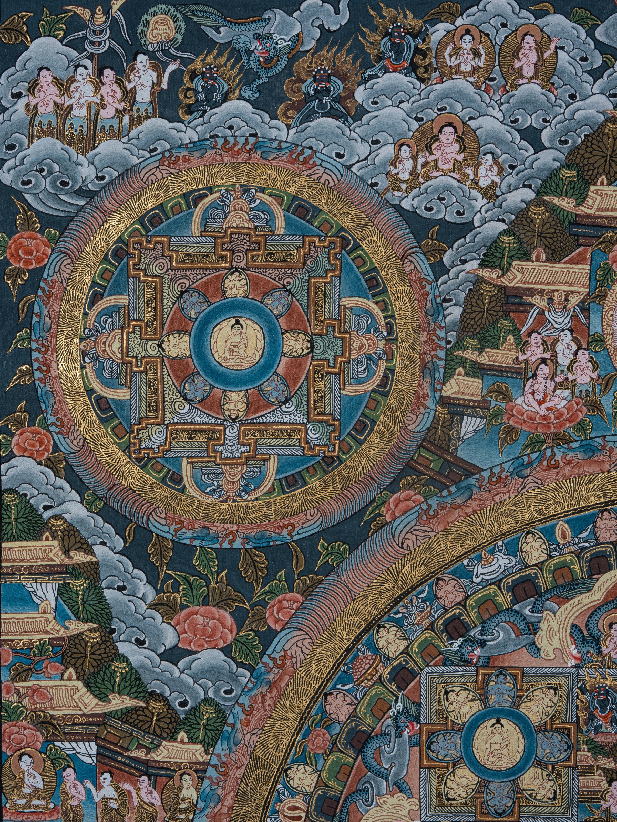 Design Figurative Painting Psychedelic Thanka Visionary 'UNIVERSAL MANDALA' Boudha Stupa Thanka Center