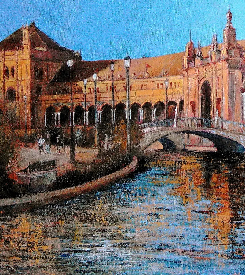 Figurative Oil Painting 'PLAZA DE ESPAÑA- SEVILLA' Tomas Castano