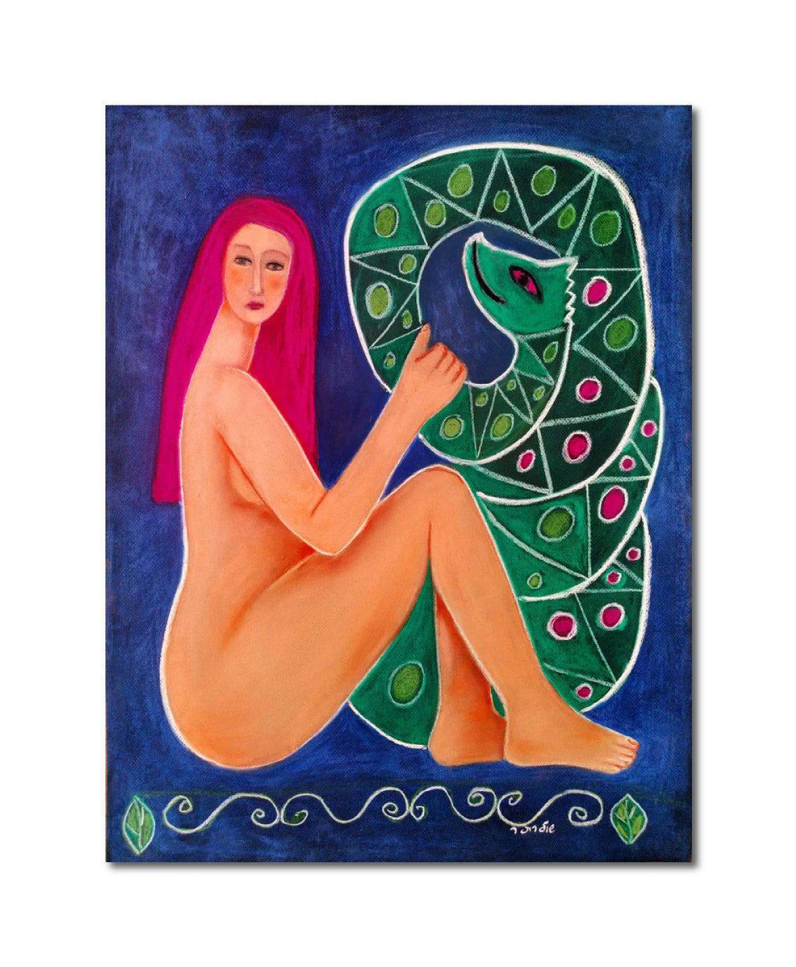 Figurative 'EVE AND SERPENT' - Pastel on Paper Janna Shulrufer