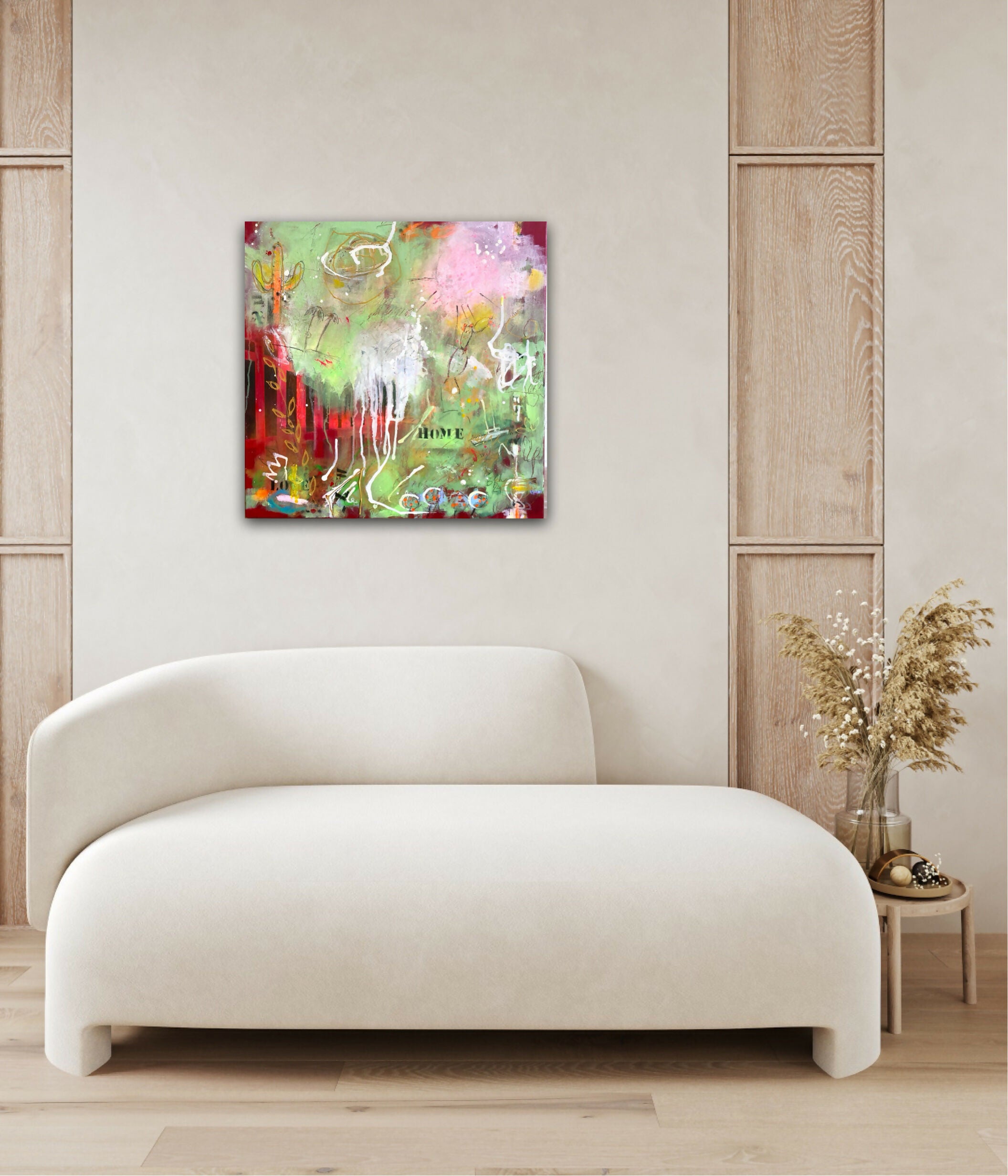 Abstract Acrylic Art Contemporary Expressionist Figurative Landscape Mixed Media Painting Pastels Pop Art Home Is Love No.8 Bea Schubert