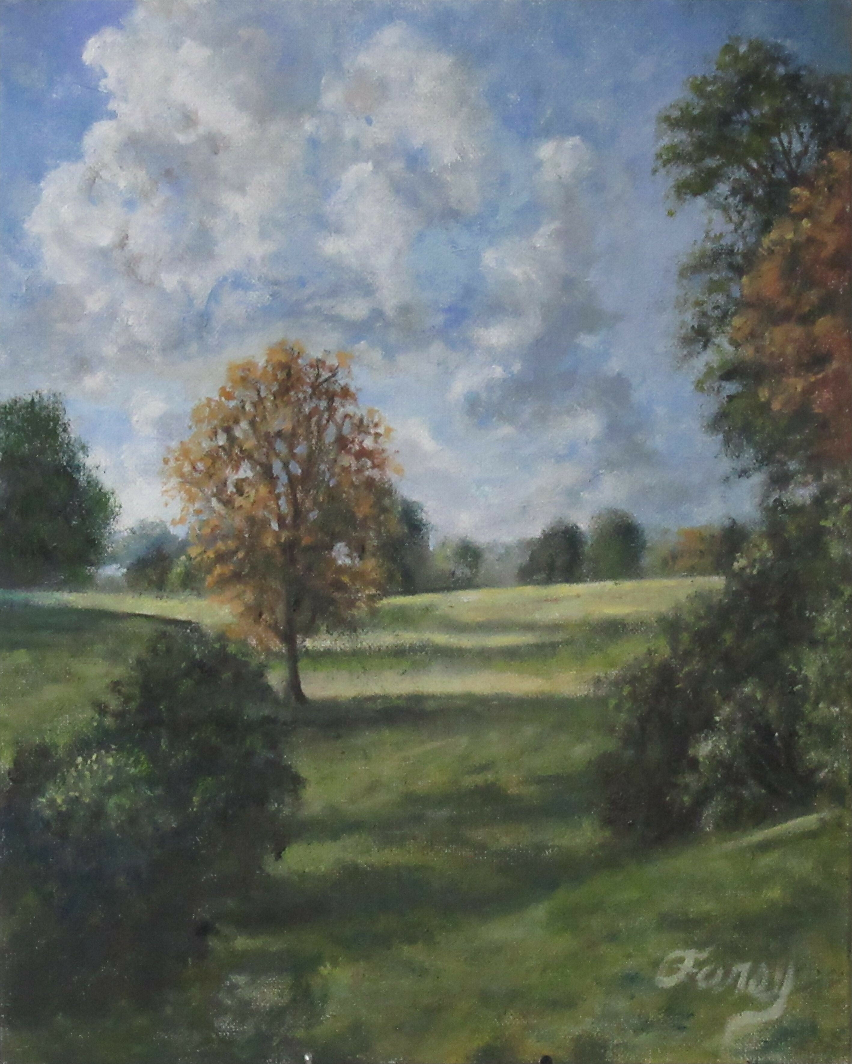 Art Landscape Oil Painting Bucks County Shadows Tom Furey