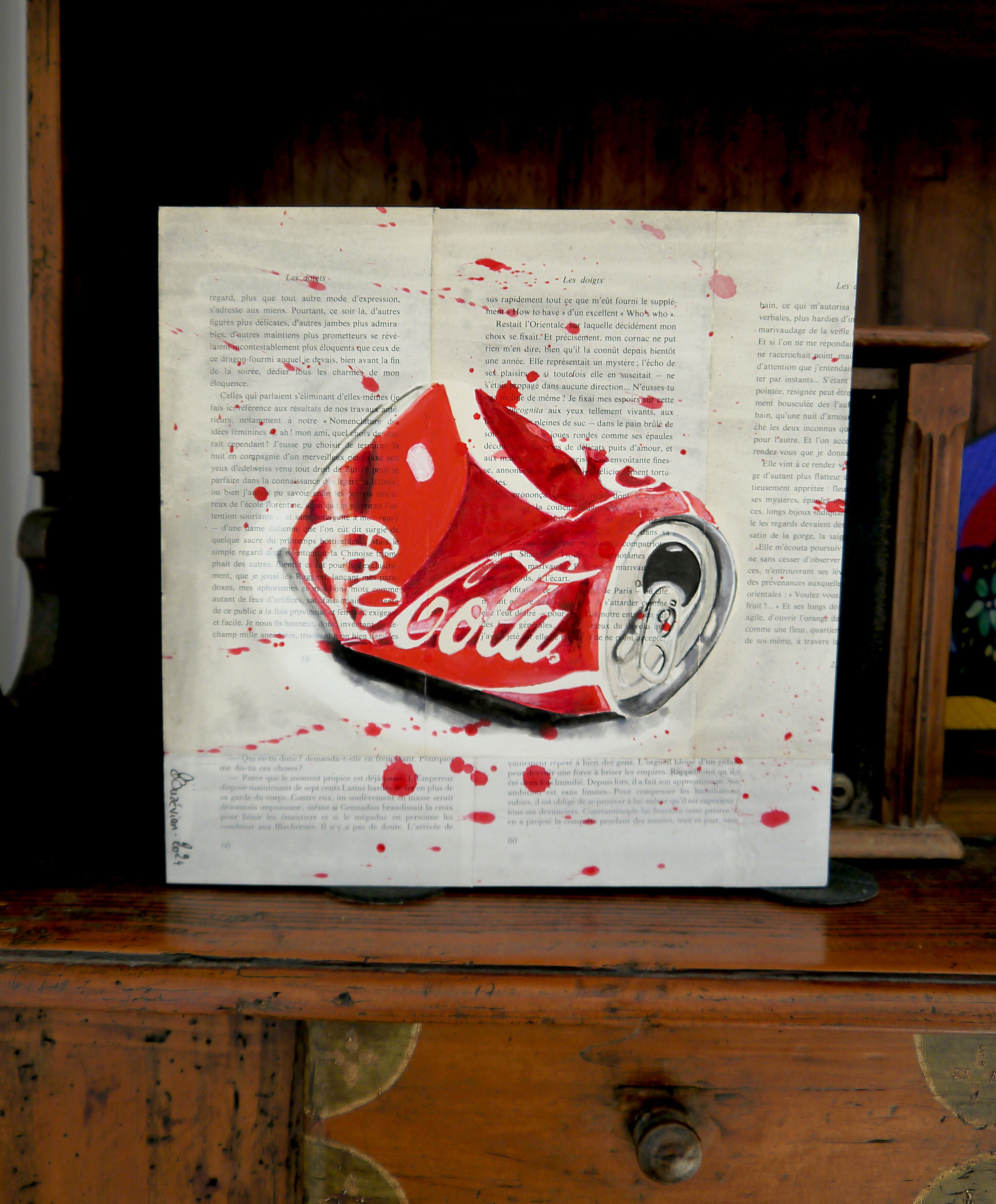 Acrylic Art Figurative Ink Oil Pop Art French School - Coke Starwars Oil painting Iconic Hyperrealism Bazévian Delacapucinière