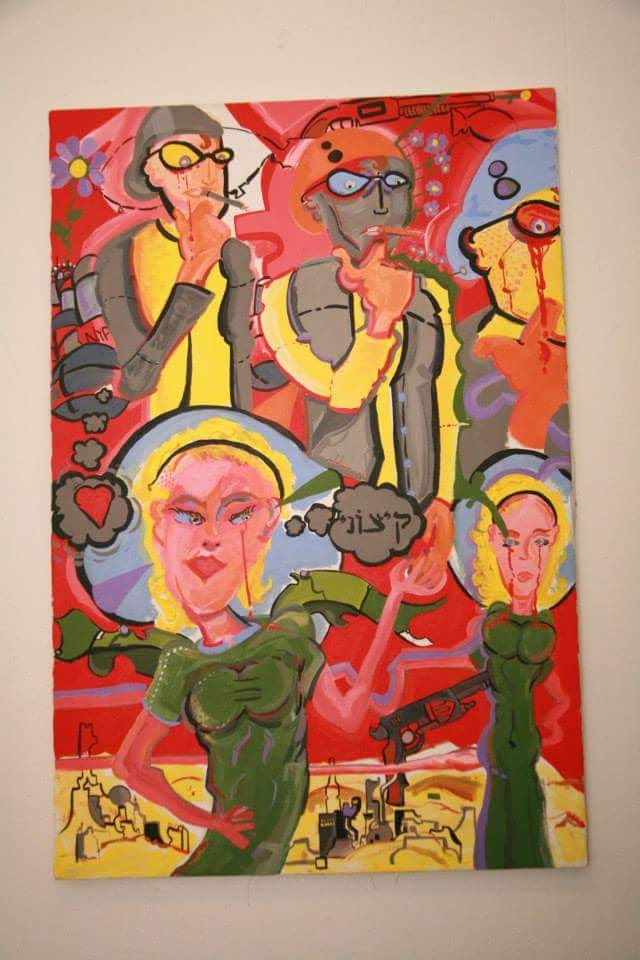 Pop Art 'THE THREE STIGMATA OF GABBY MUNYOS' - Acrylic Canvas Walter Adler