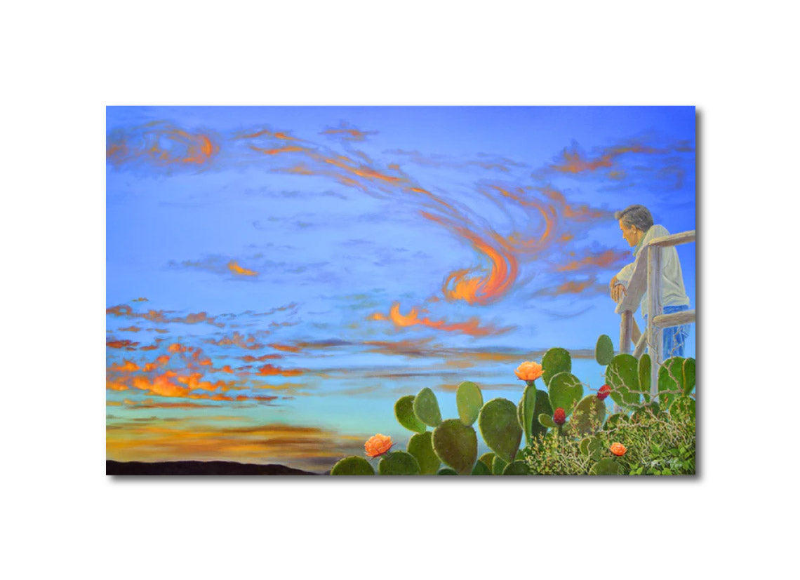 Contemporary Figurative Surrealism Visionary 'FIRE IN THE CACTUS SKY' Jeff Hukill