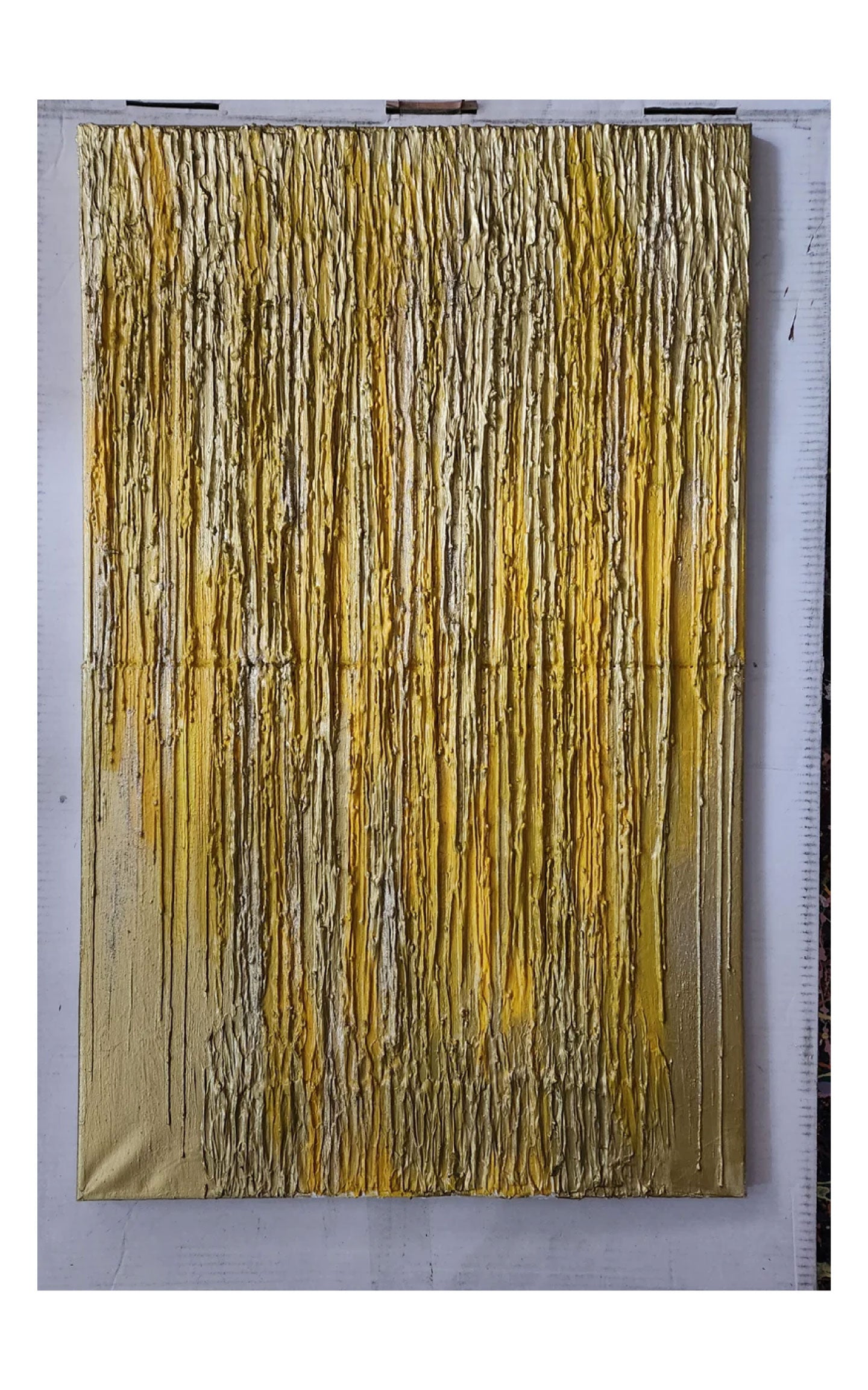 'GOLD MELTING' Acrylic, Crayon, and Mixed Media on Canvas