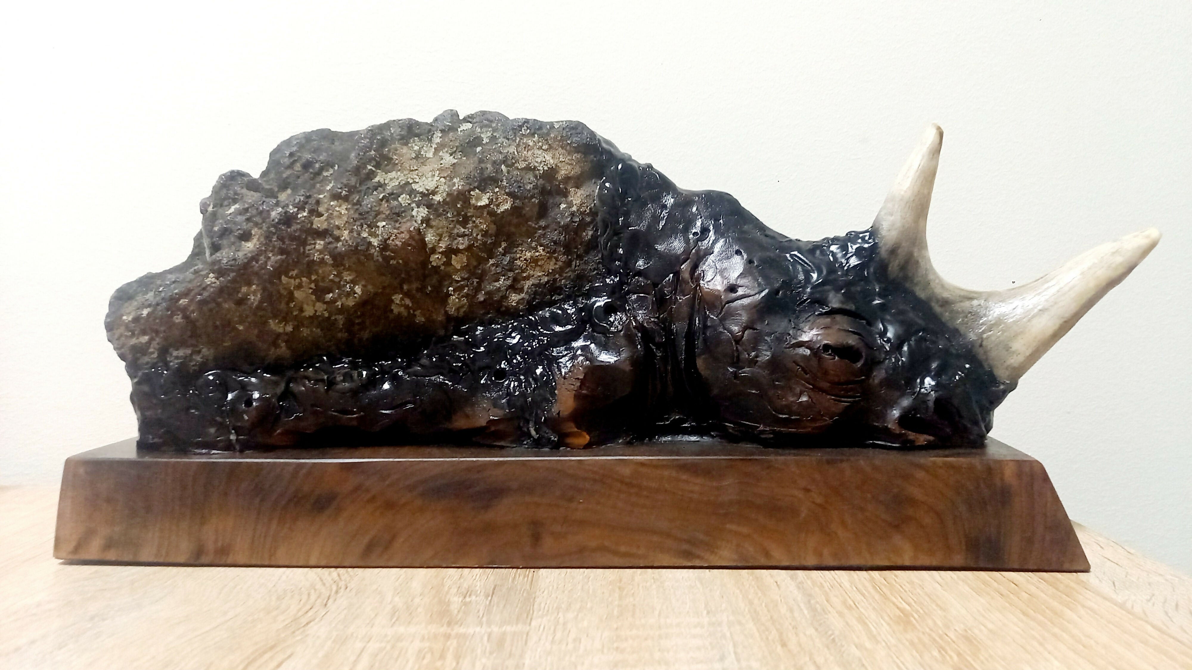 Art Contemporary Figurative Sculpture Black Rhinoceros Arman Hambardzumyan