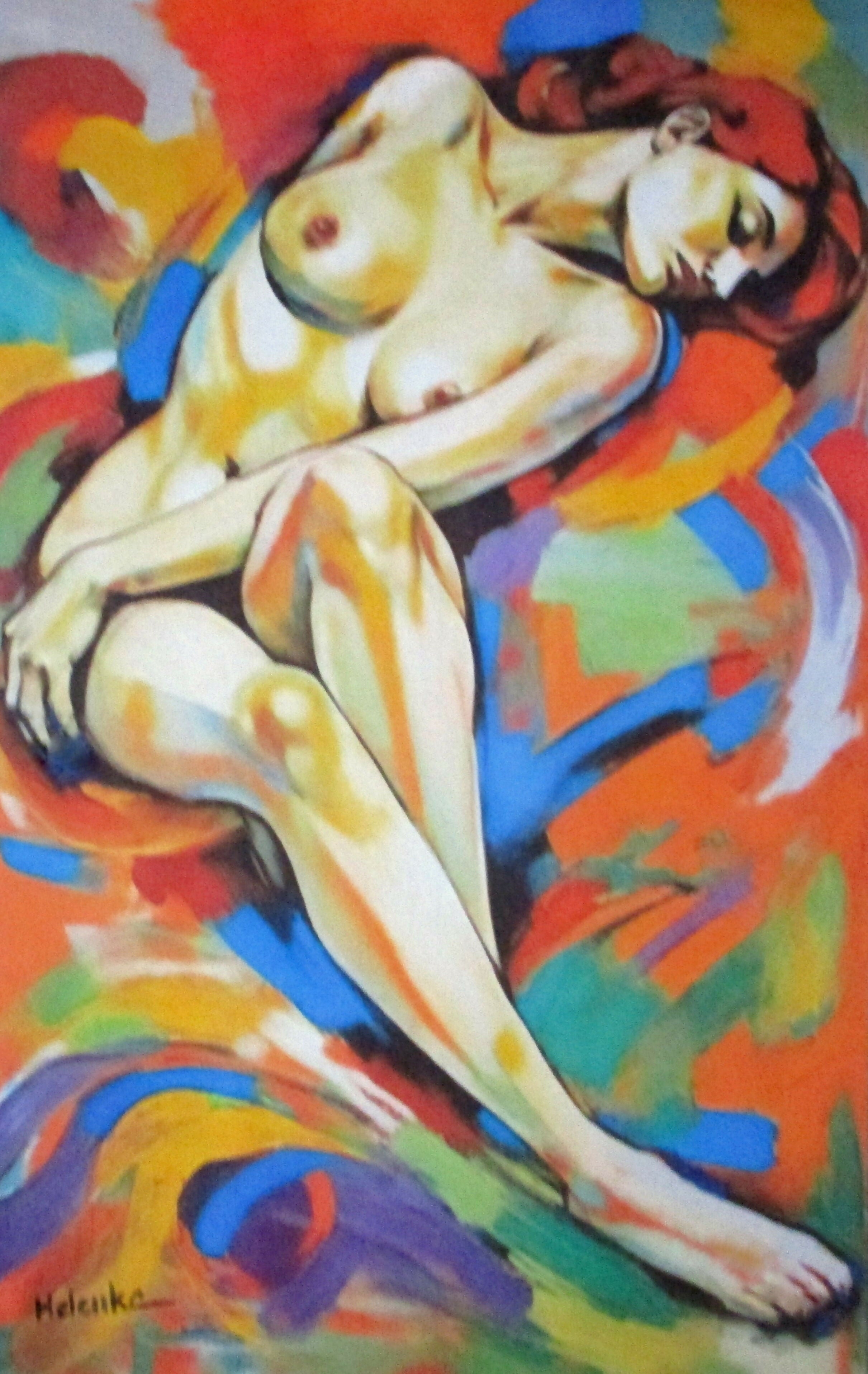 Abstract Acrylic Art Contemporary Expressionist Figurative Painting "Radiant Dream" Helena Wierzbicki