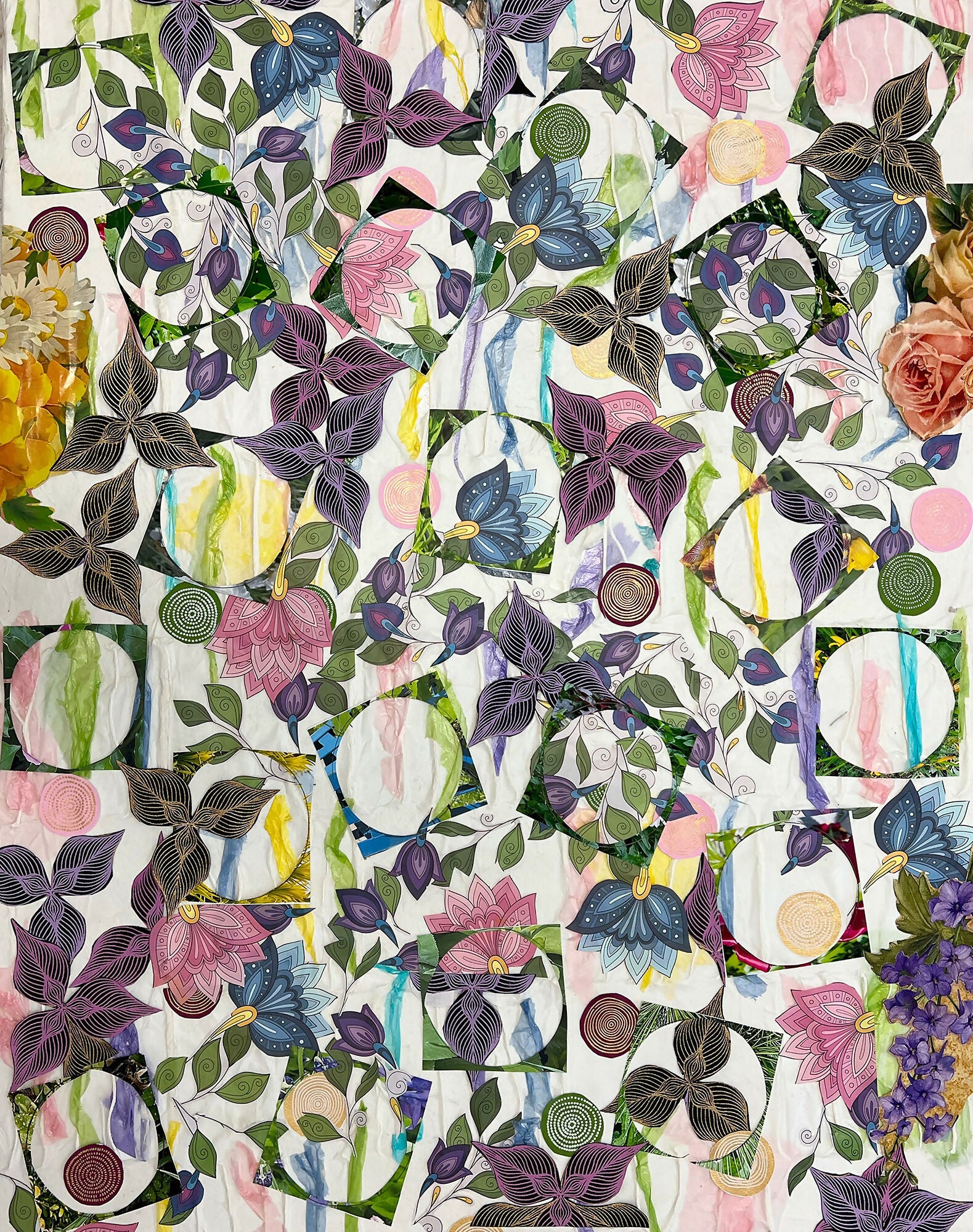 Abstract Collage Contemporary Mixed Media Reigning Flowers Alice Harrison