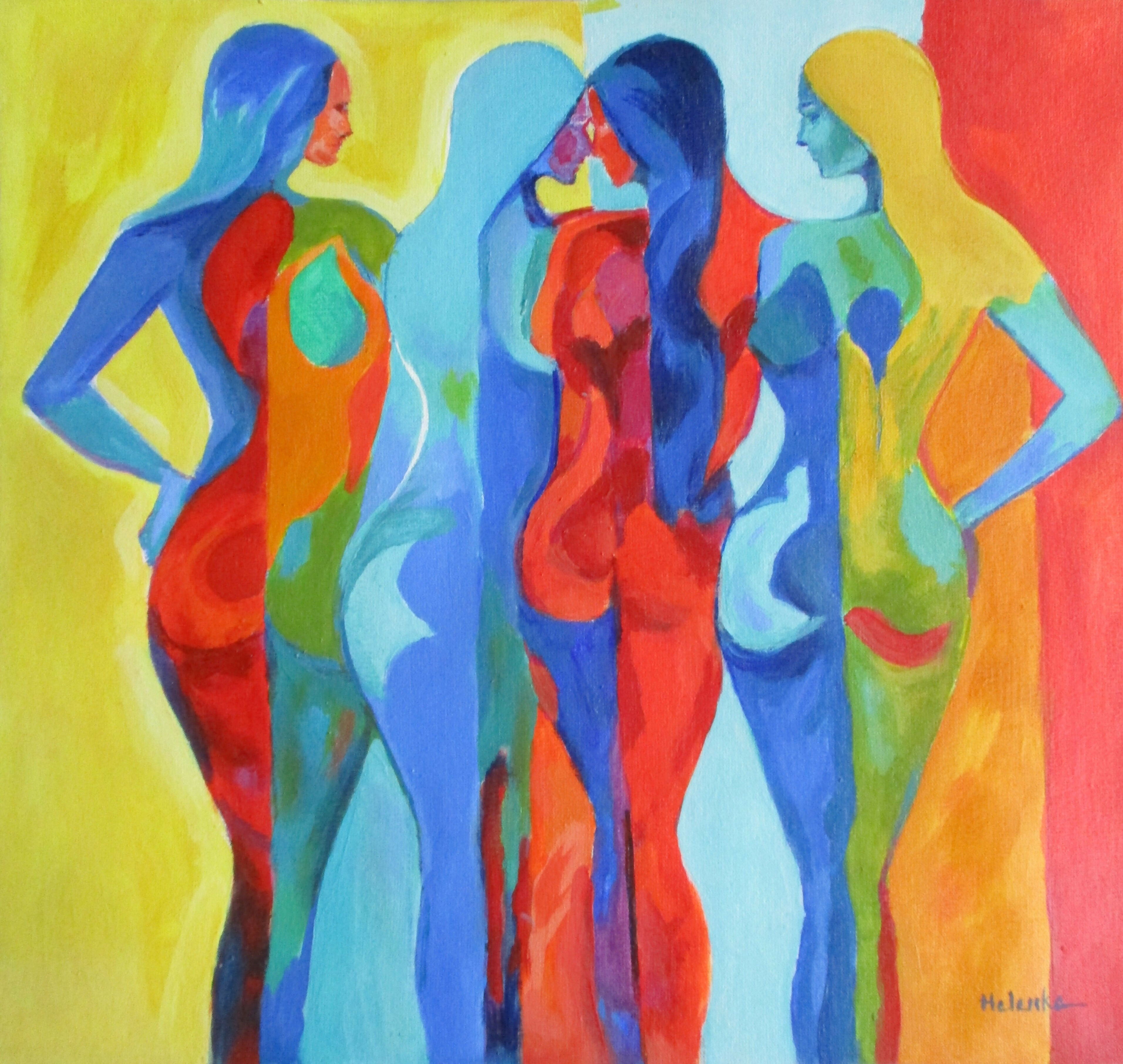 Abstract Acrylic Art Contemporary Figurative Geometric Painting Prints "Fragmented Unity" Helena Wierzbicki