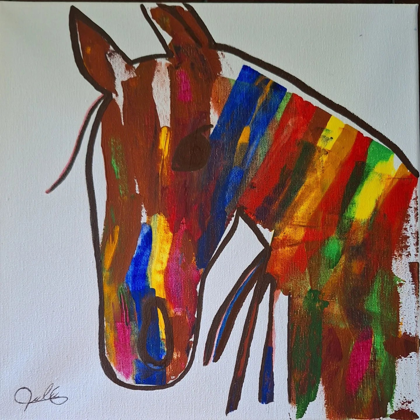 'THE HORSE' - Watercolor on Canvas
