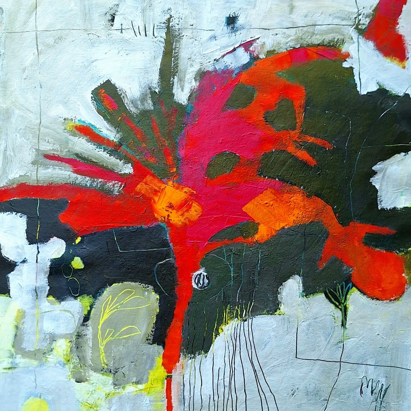 Abstract Mixed Media 'GO ON, INSPIRE ME' - Acrylic & Mixed Media Jane Beaumont